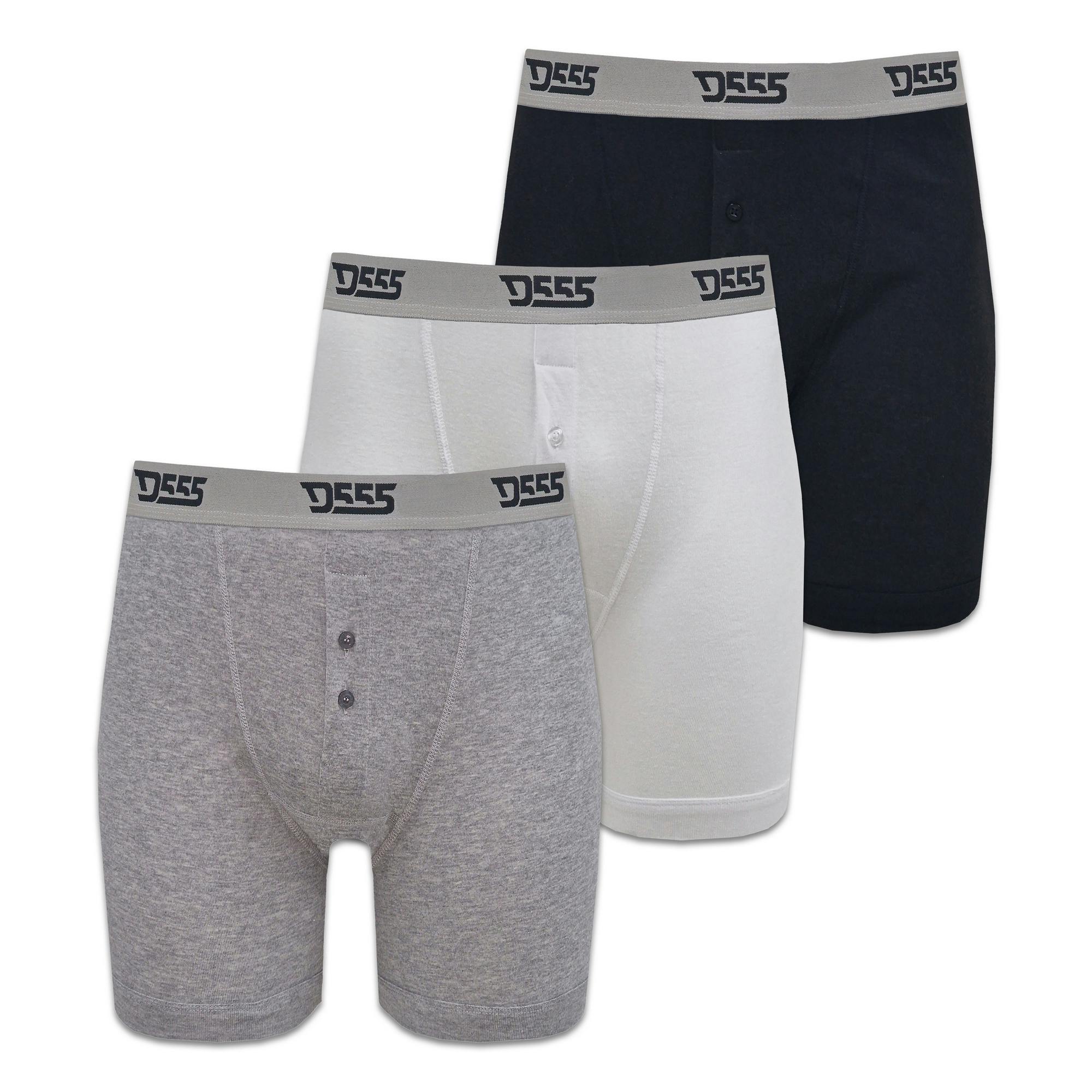 Duke Men's Black/White/Grey D555 London Driver Cotton Boxer Shorts (Pack Of 3) - XX-Large - 100% Cotton