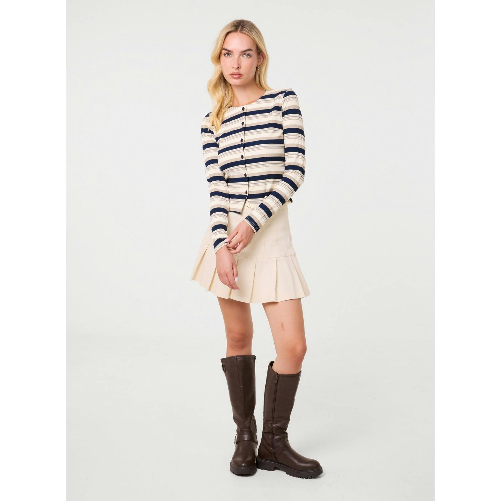 Pink Vanilla Women's Multicolor Multi Button Front Stripe Top | Size: S/M - Image 2