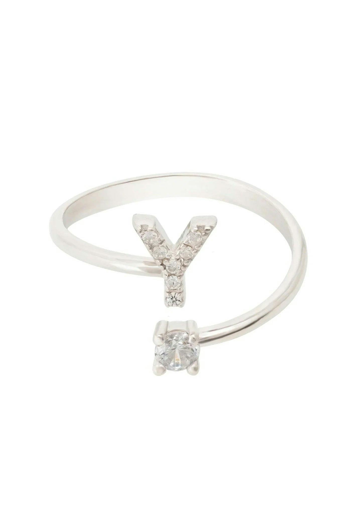 Latelita Silver Initial Ring Y