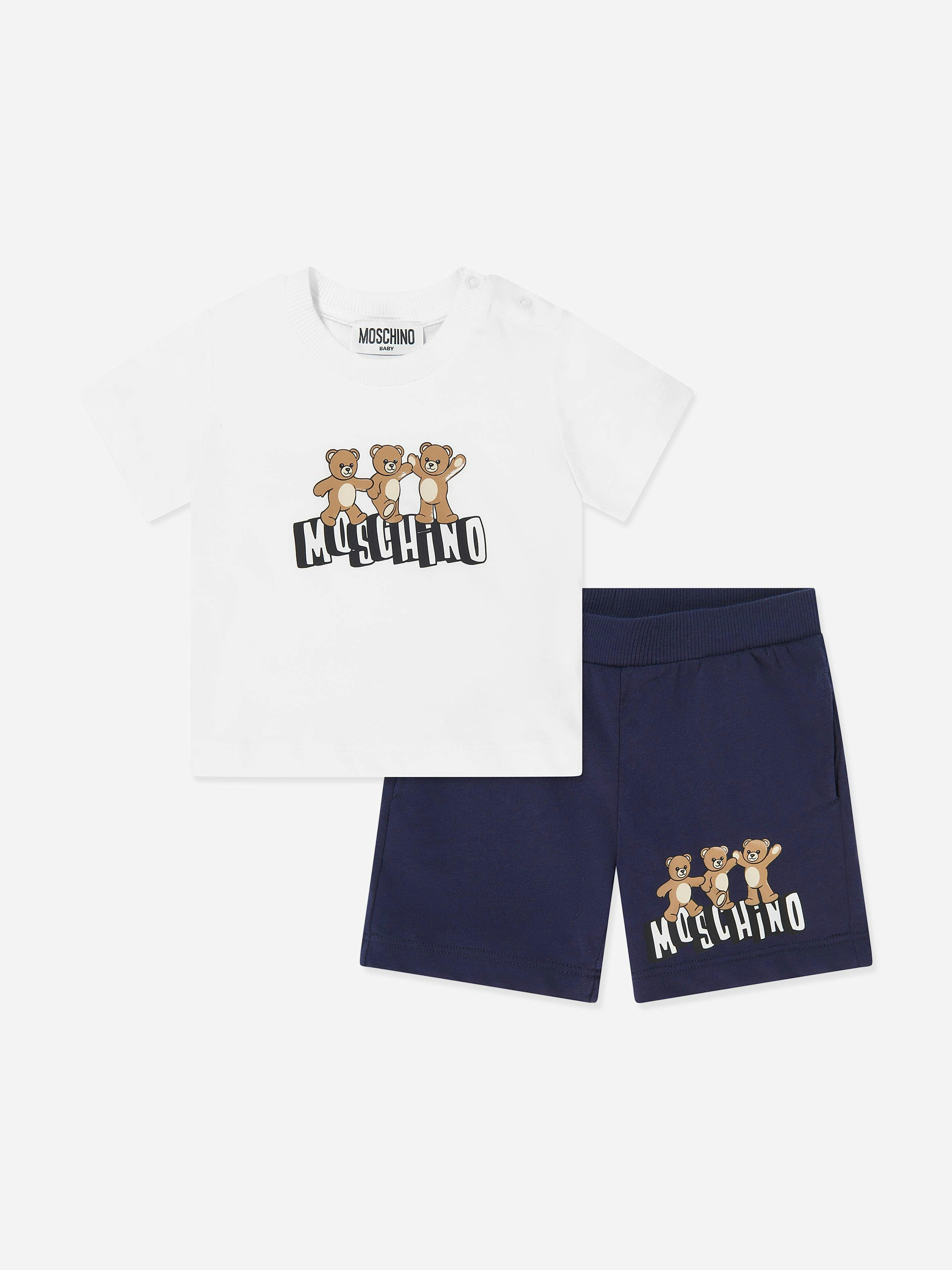 Moschino Kids Moschino Baby Teddy Bear Logo Short Set In Navy - Navy - 2 Yrs
