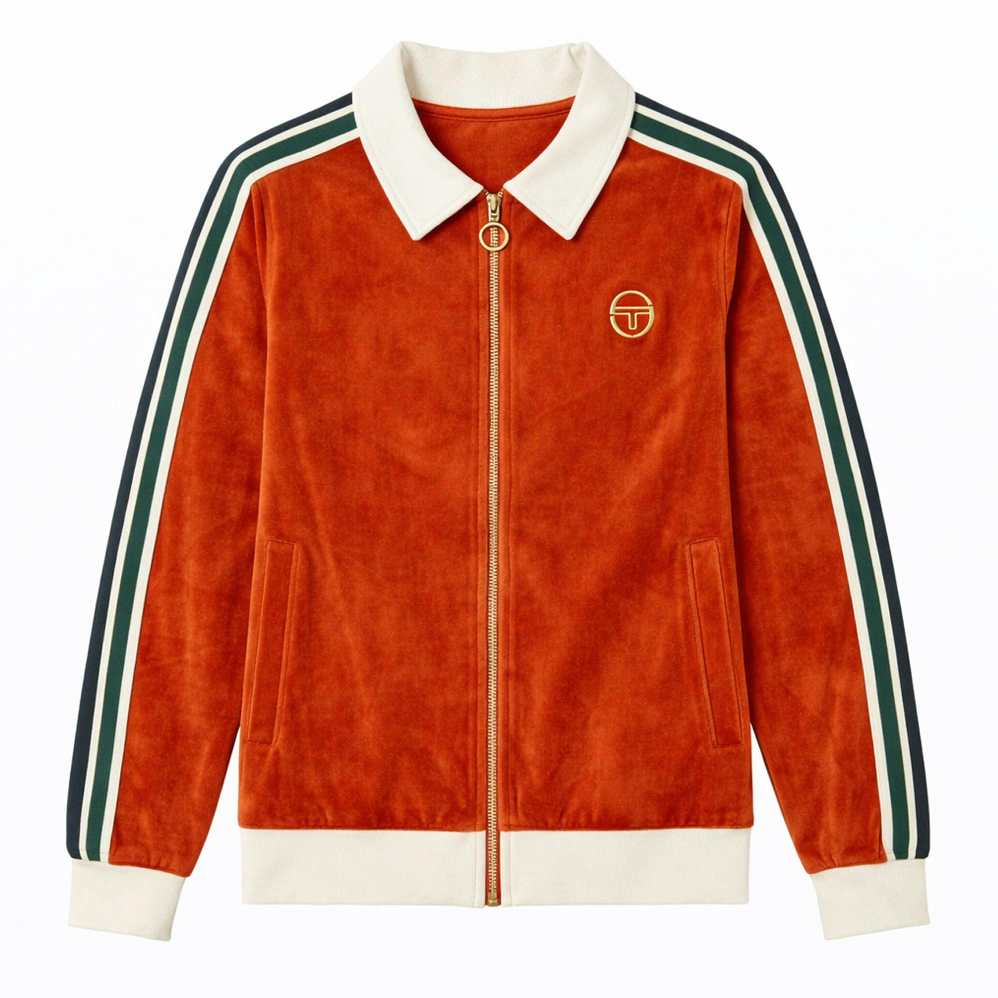 Sergio Tacchini Monte Velour Track Top Jacket Rooibos Tea/Gardenia - Xxl
