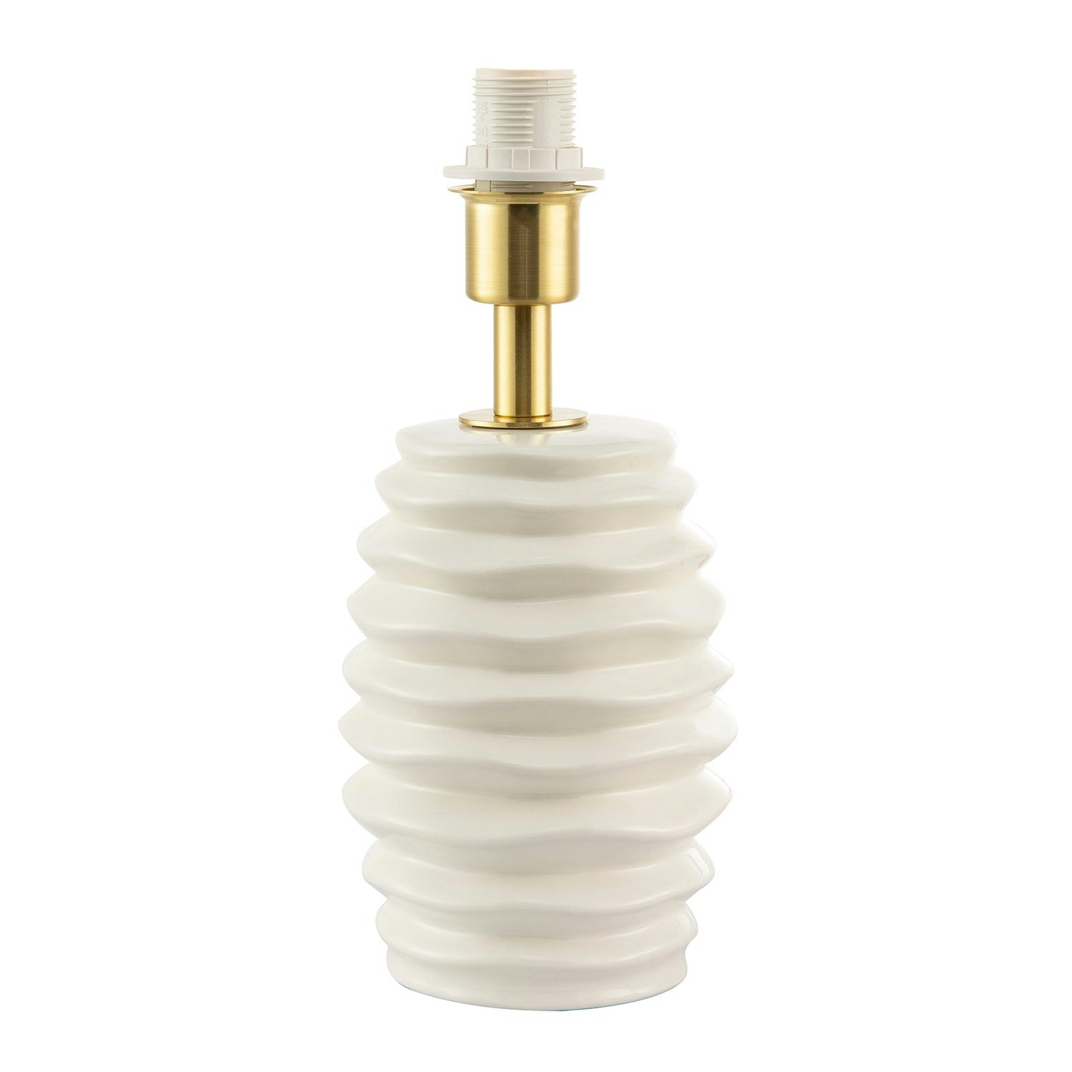 Rackhams White Modern Off- Gloss Ceramic Table Lamp Base With Rippled Grooves