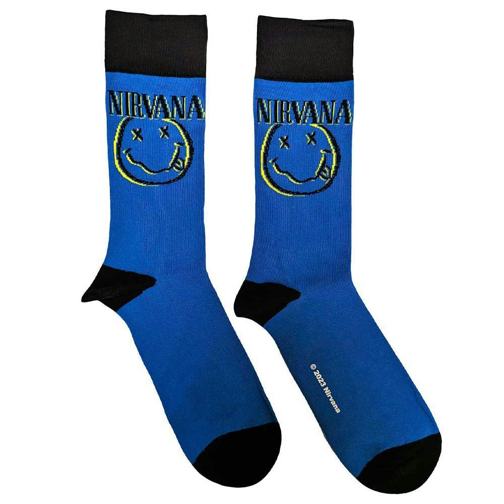 Paradiso Clothing Unisex Blue Nirvana Inverse Grunge Face Ankle Socks