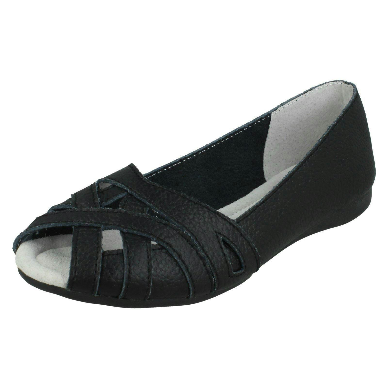 Down To Earth Women's Black Peep Toe Casual Shoes F00328 - Uk 7