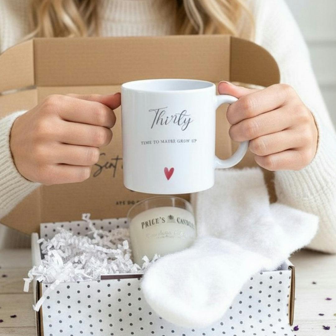 Aye Do Gifts Unisex White Personalised Thirty Birthday Mug, Candle & Socks Gift Hamper | 30Th In - Image 2