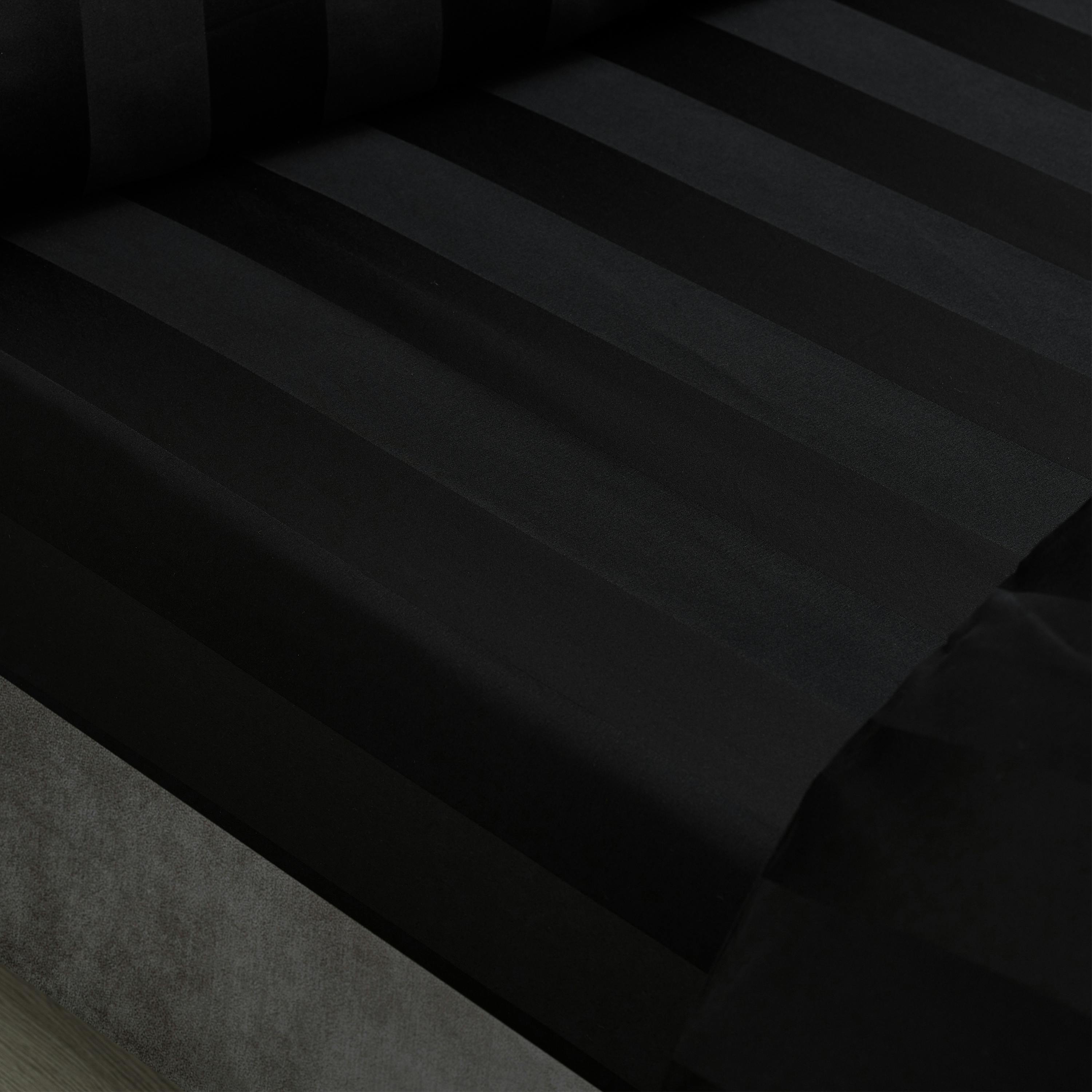 Catherine Lansfield Black So Soft Satin Stripe Fitted Sheet - Double
