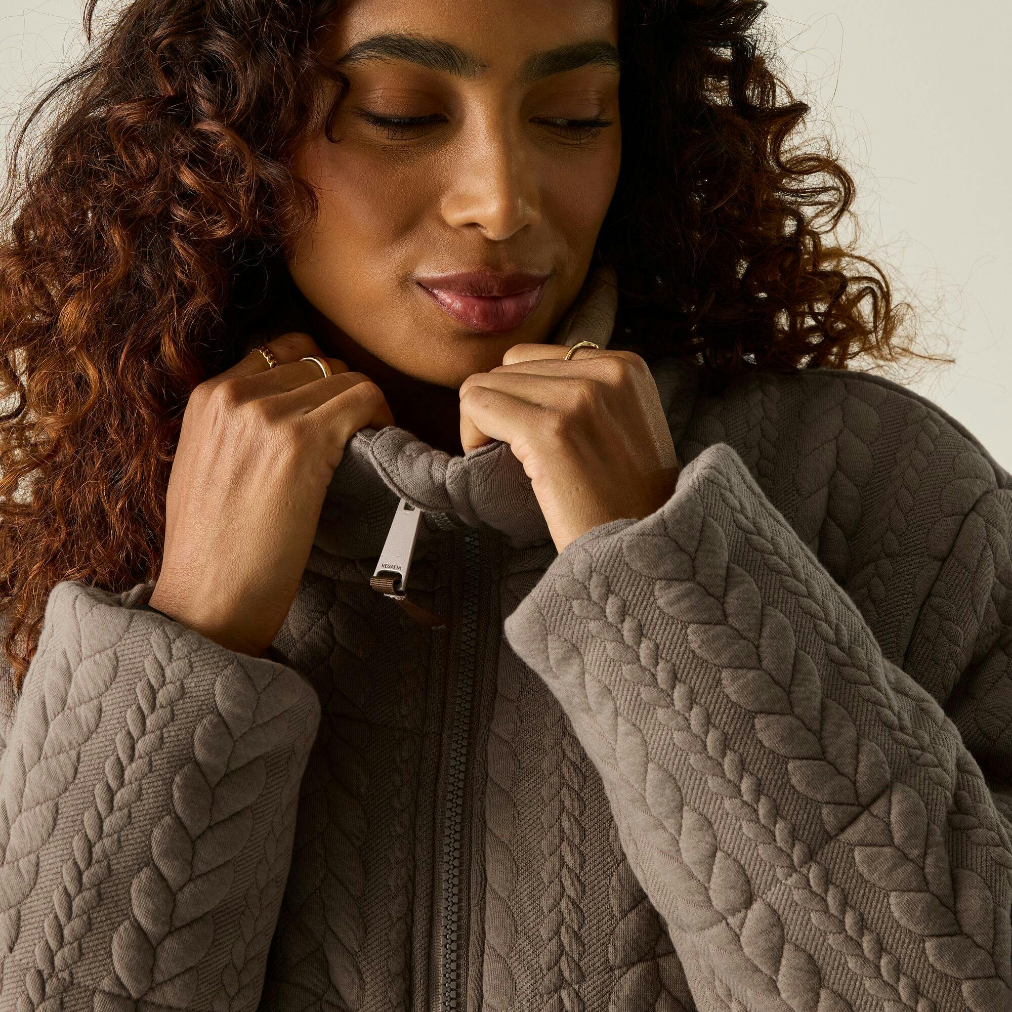 Regatta Women's / Amaryl Cable Knit Padded Jacket - Mocha - 12 Uk - Mocha - 68% Polyester/30% Recycled Polyester/2% Elastane