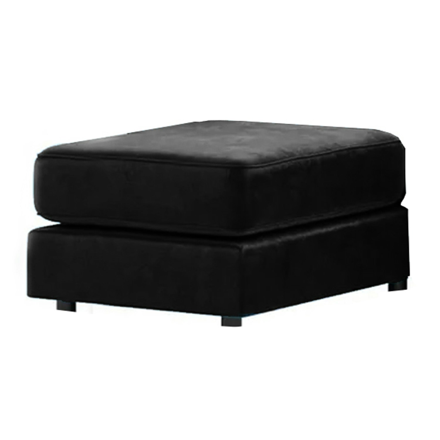 Furnishings For Less Black Brooklyn Full Foam Plush Velvet Footstool