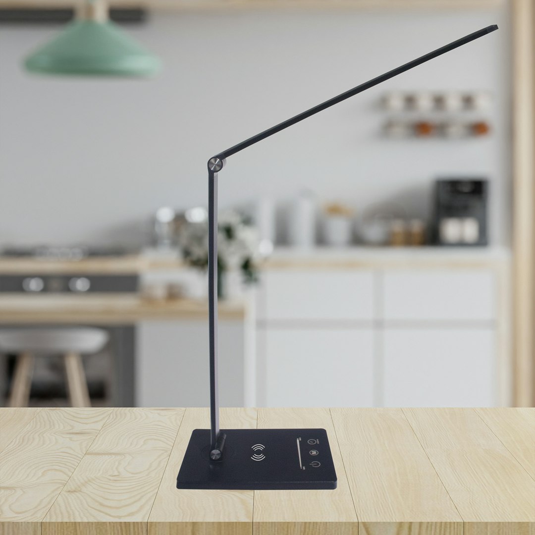 Milagro Black Vario Designer Desk Lamp Wireless Phone Charging Adjustable Dimmable Great For Home Office