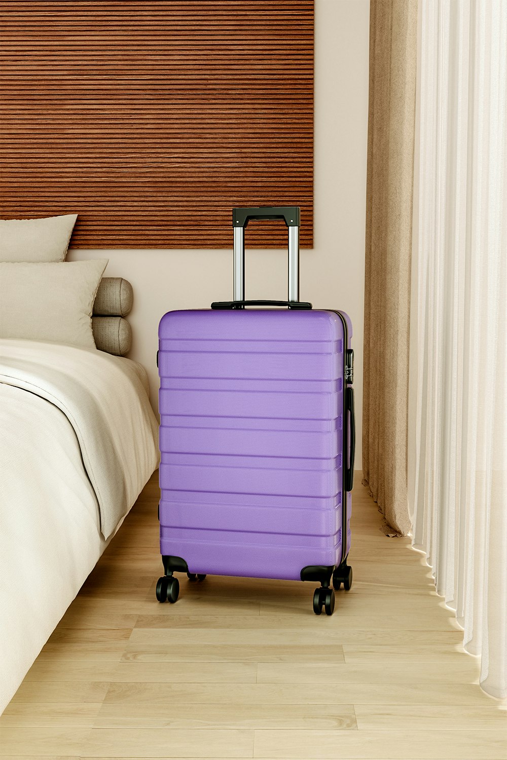 Living And Home Purple Hardshell Rolling Luggage Trolley Travel Suitcase, 20"