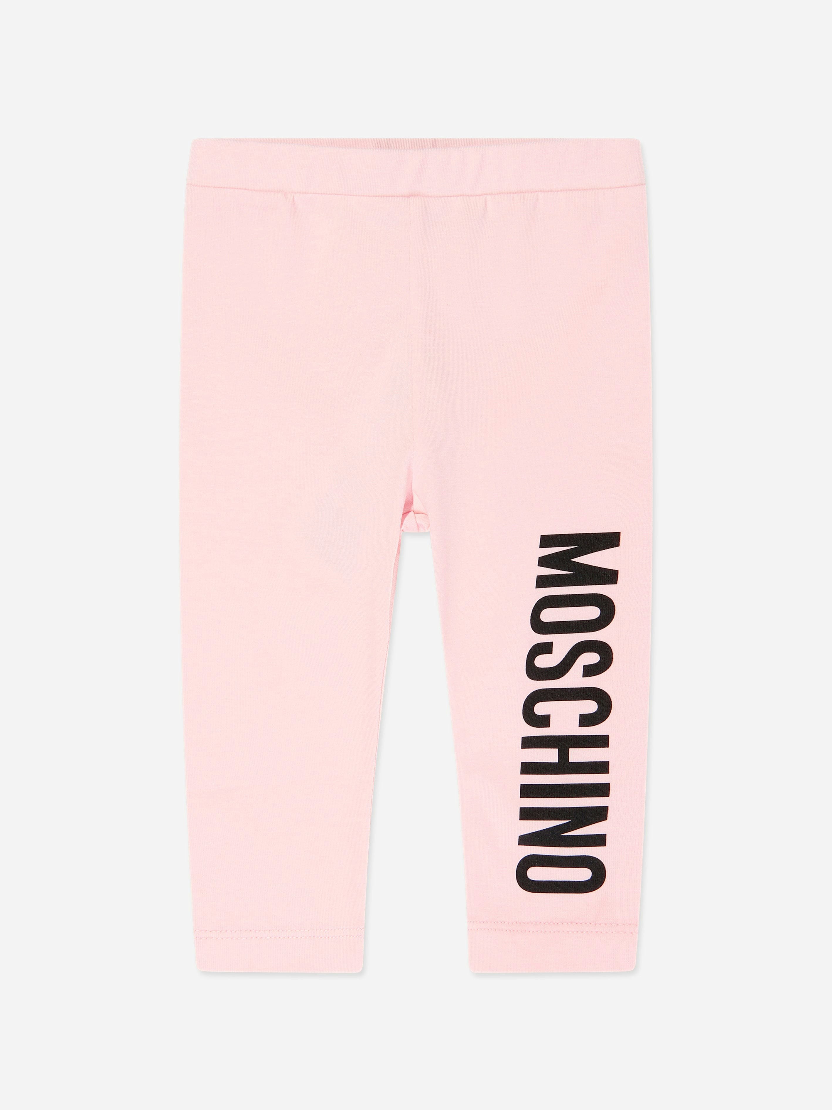 Moschino Kids Girls Pink Moschino Baby Logo Leggings In - 2 Yrs