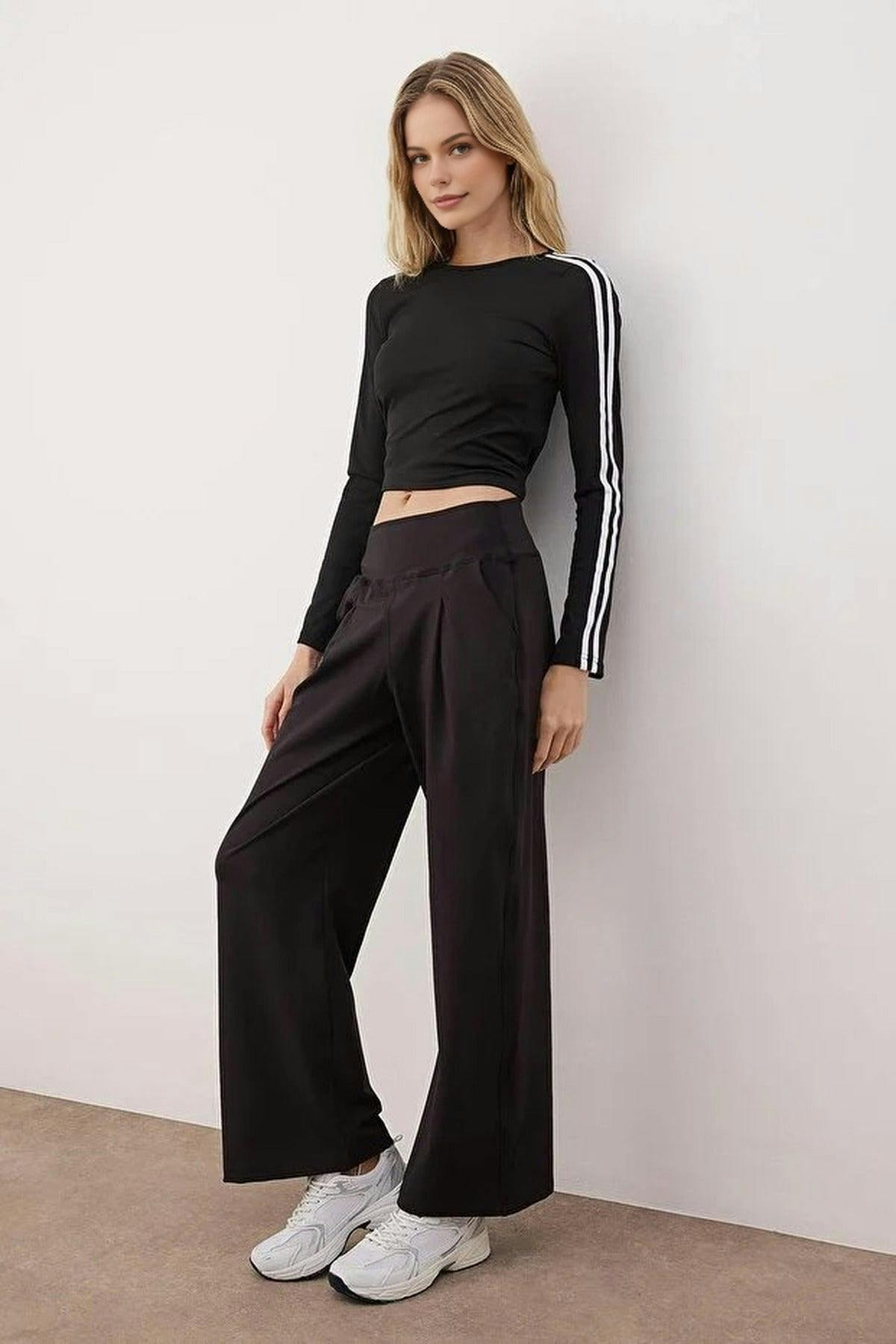 Wovcor Black Brushed Soft Fabric Knit Sports Jogger - M