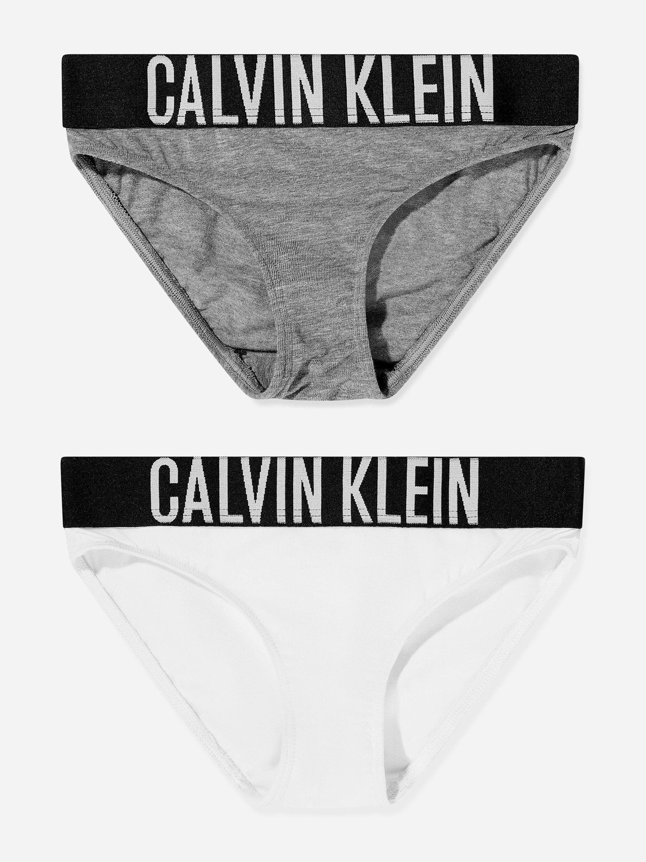 Calvin Klein Girls Grey 2 Pack Bikini Knickers Set In Multicolour - 10 - 12 Yrs