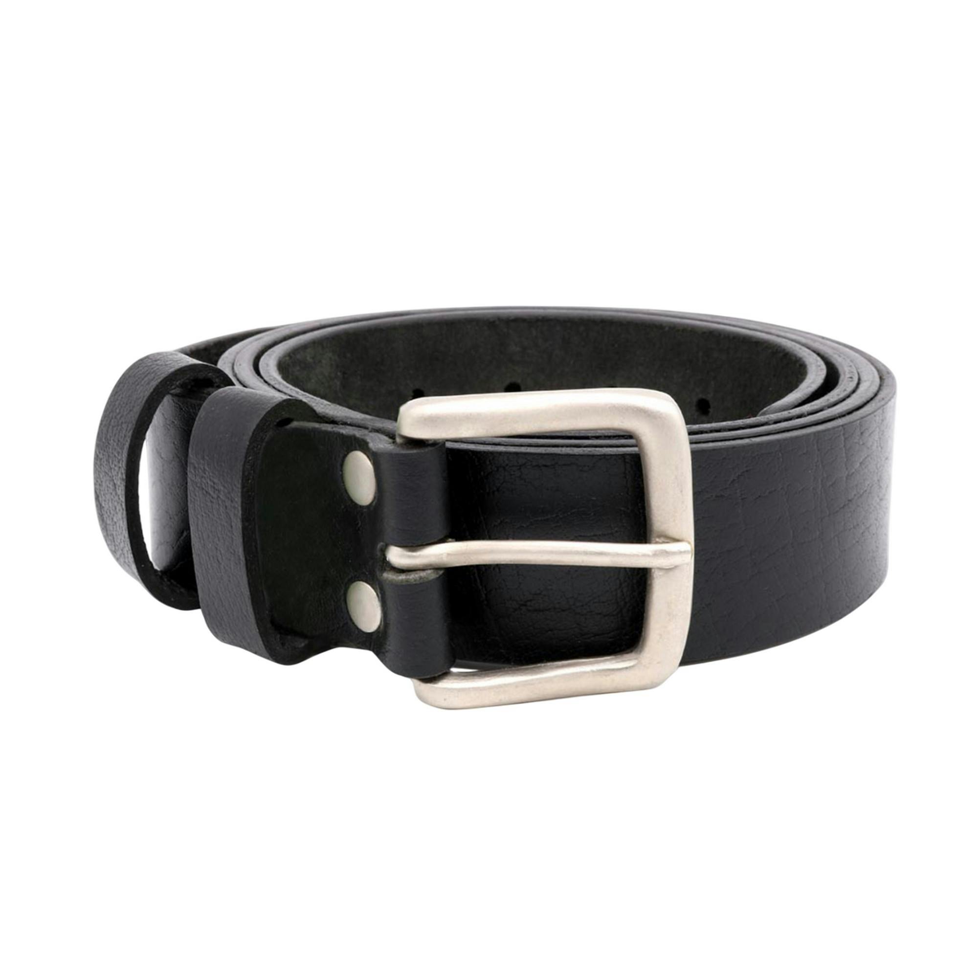 Duke Men's Black D555 Gavin Leather Square Buckle Belt - 52In - 100% Leather