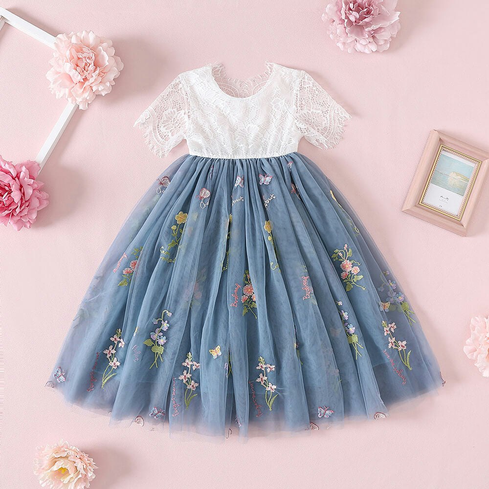 Uk Flower Girl Boutique Girls White Uk Flower Boutique Enchanted Dress - Dusty / Lace - 12/24 Months