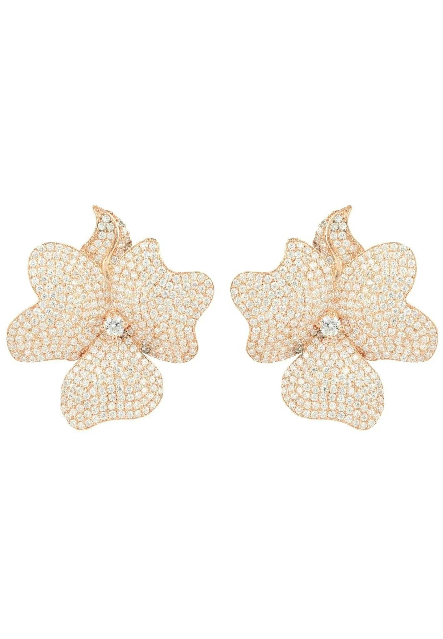 Latelita Gold Flower Large Stud Earrings Rose