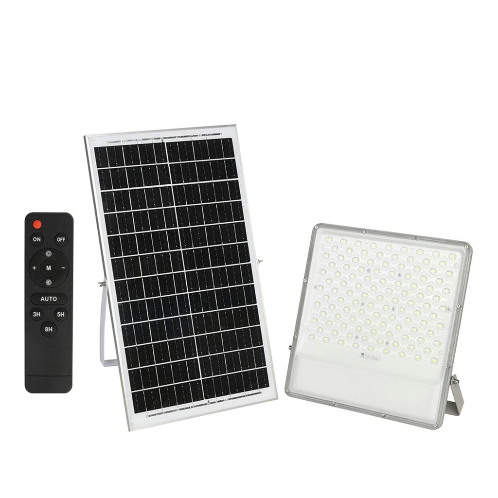 Rackhams Light 300W Solar Led Flood Outdoor With Panel, Ip65 Waterproof, 3000 Lumens, Work For Garage, Garden, Warehouse & Parking