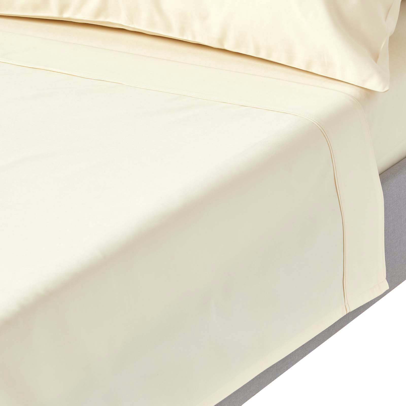 Rackhams Cream Premium 1000 Tc Egyptian Cotton Sateen Weave Flat Sheet - Double