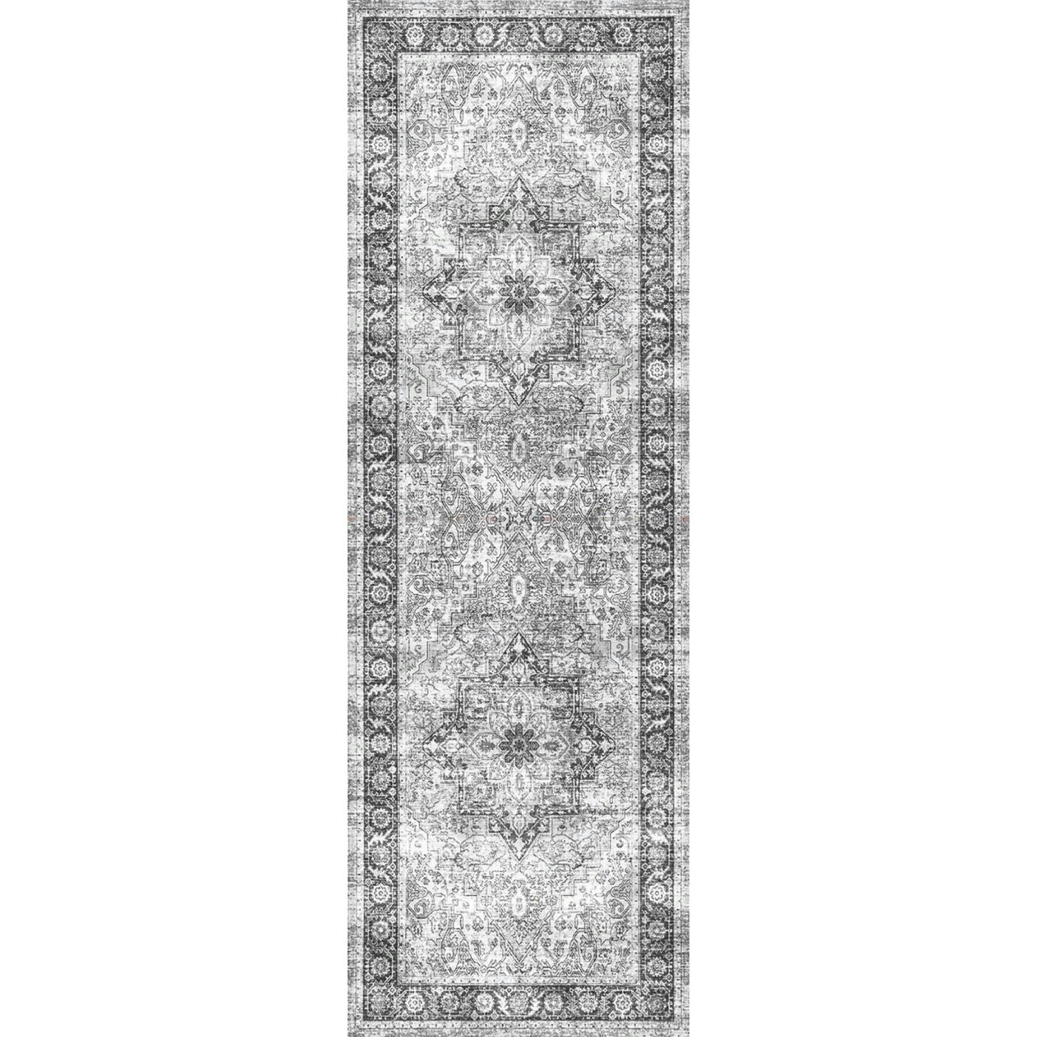 The Rugs Grey Washable Persian Azar Classic Rug - 60X180 Cm