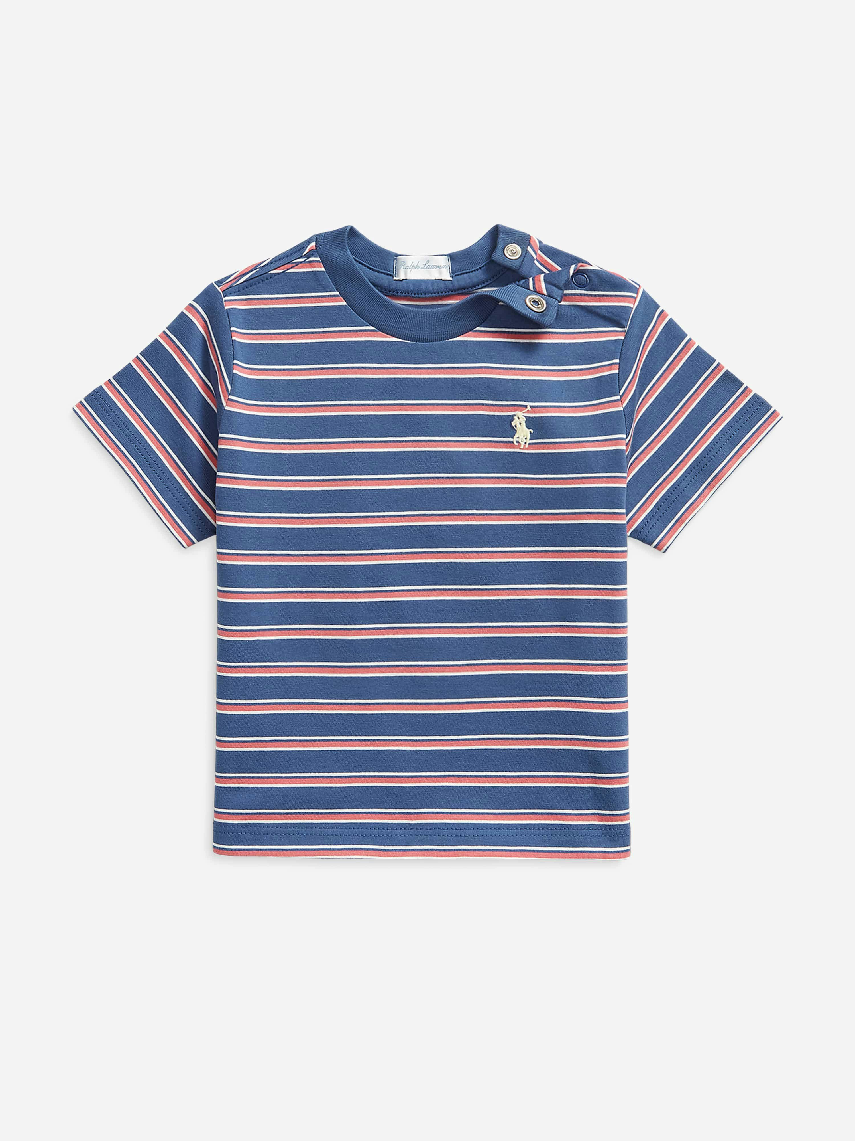 Ralph Lauren Kids Boys Blue Ralph Lauren Baby Striped Jersey T-Shirt In - 18 Months