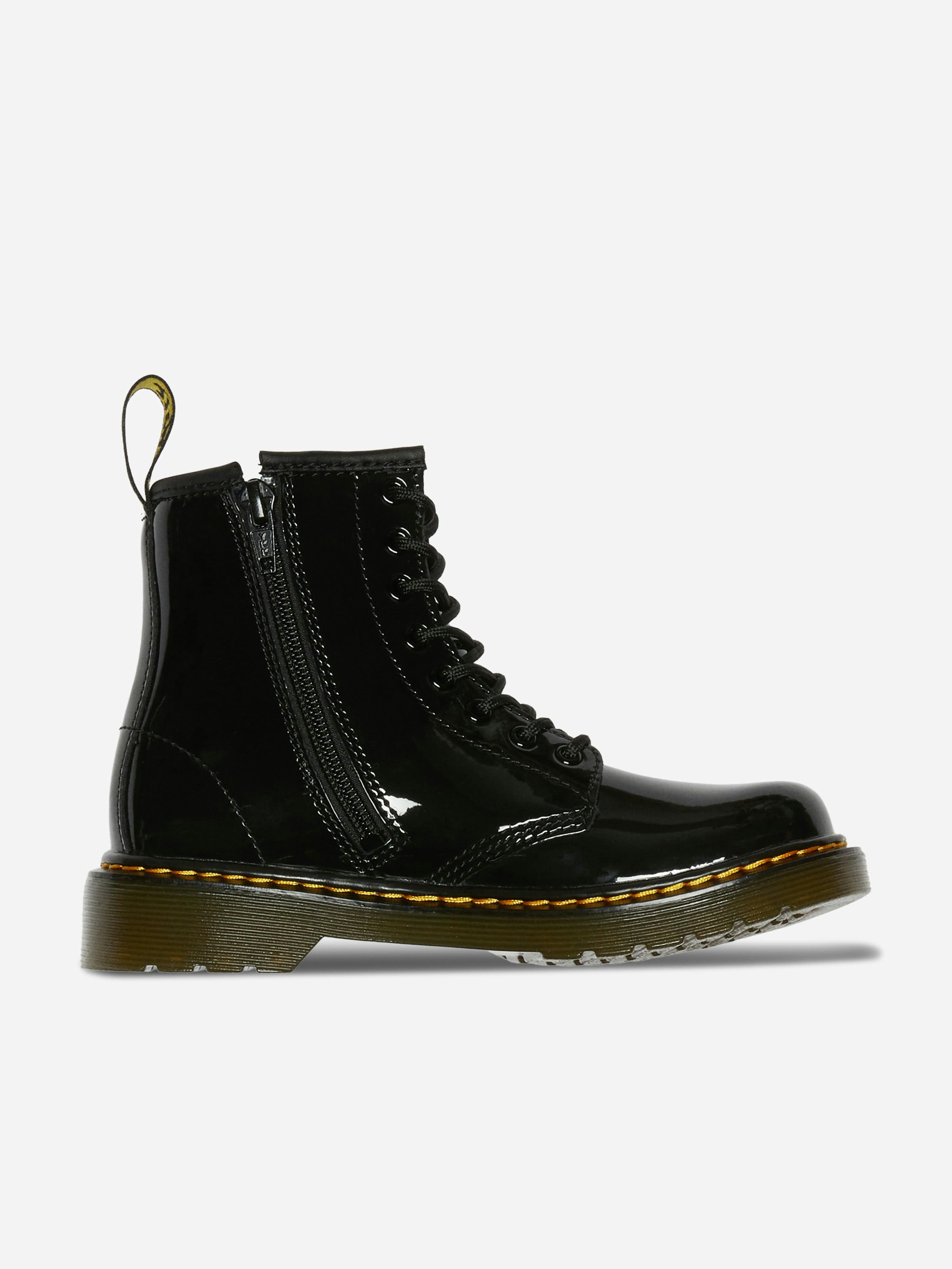 Dr Martens Unisex Kids Black Kids 1460 Patent Leather Lace Up Boots In - Eu 24 Uk 7