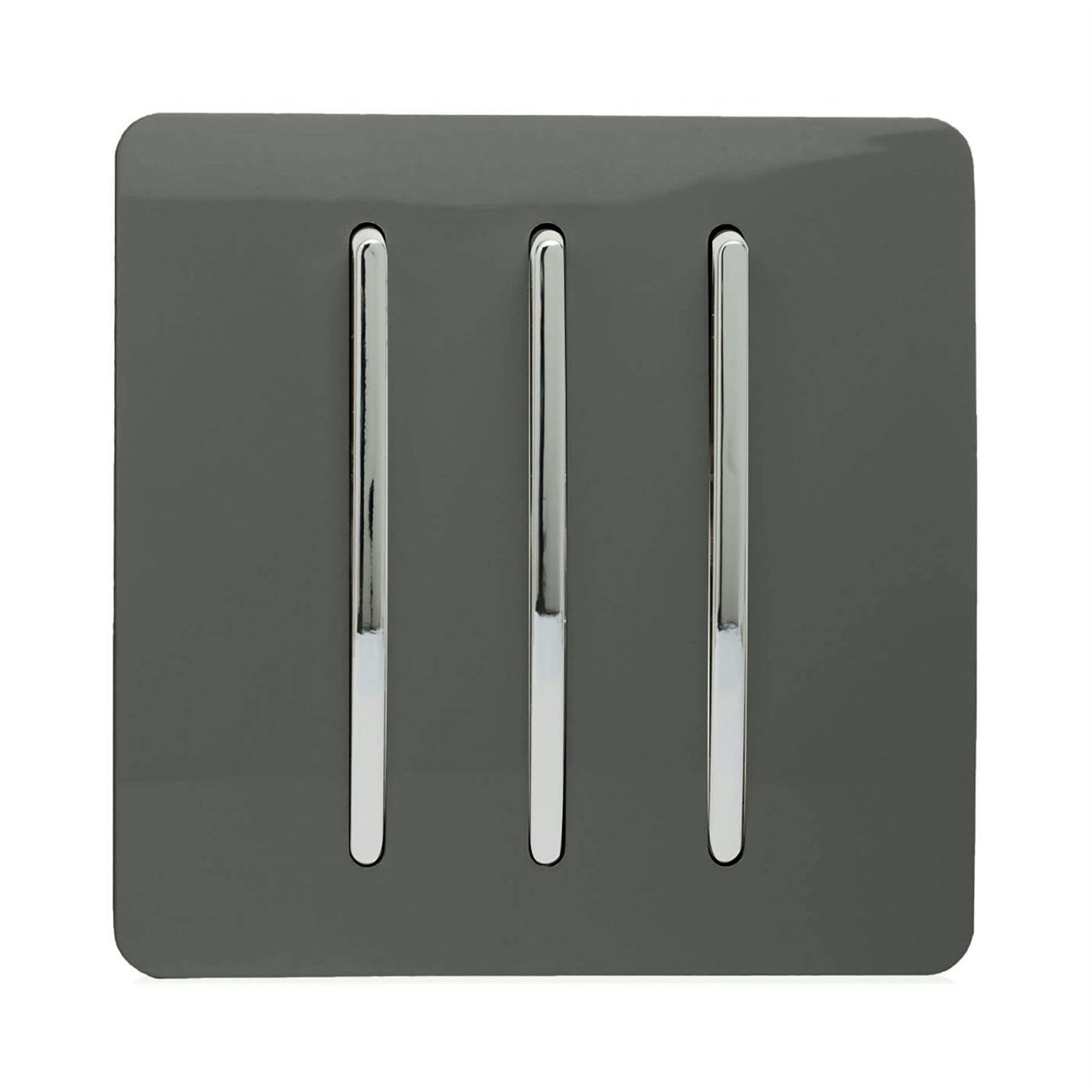 Trendi Switch Trendi 3-Gang 2-Way Glossy Rocker Light Switch Charcoal Chrome Faceplate Art-Ss6ch - Image 7