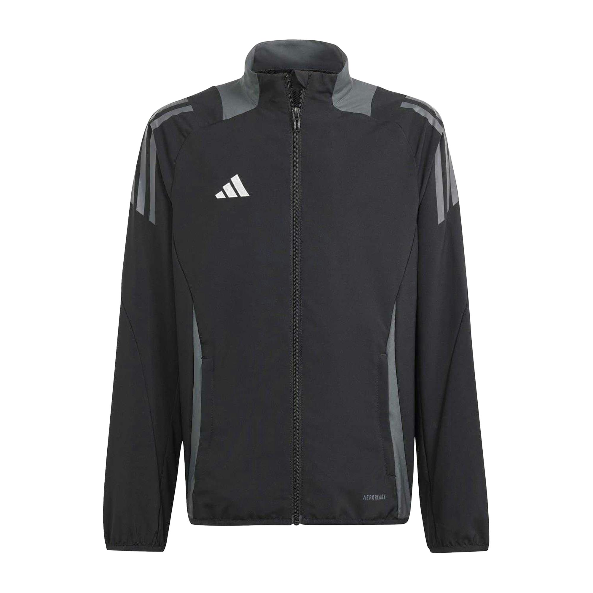 Adidas Black/Dark/Grey Kids Tiro 24 Raglan Track Jacket - / - 7-8 Years - / - 100% Recycled Polyester