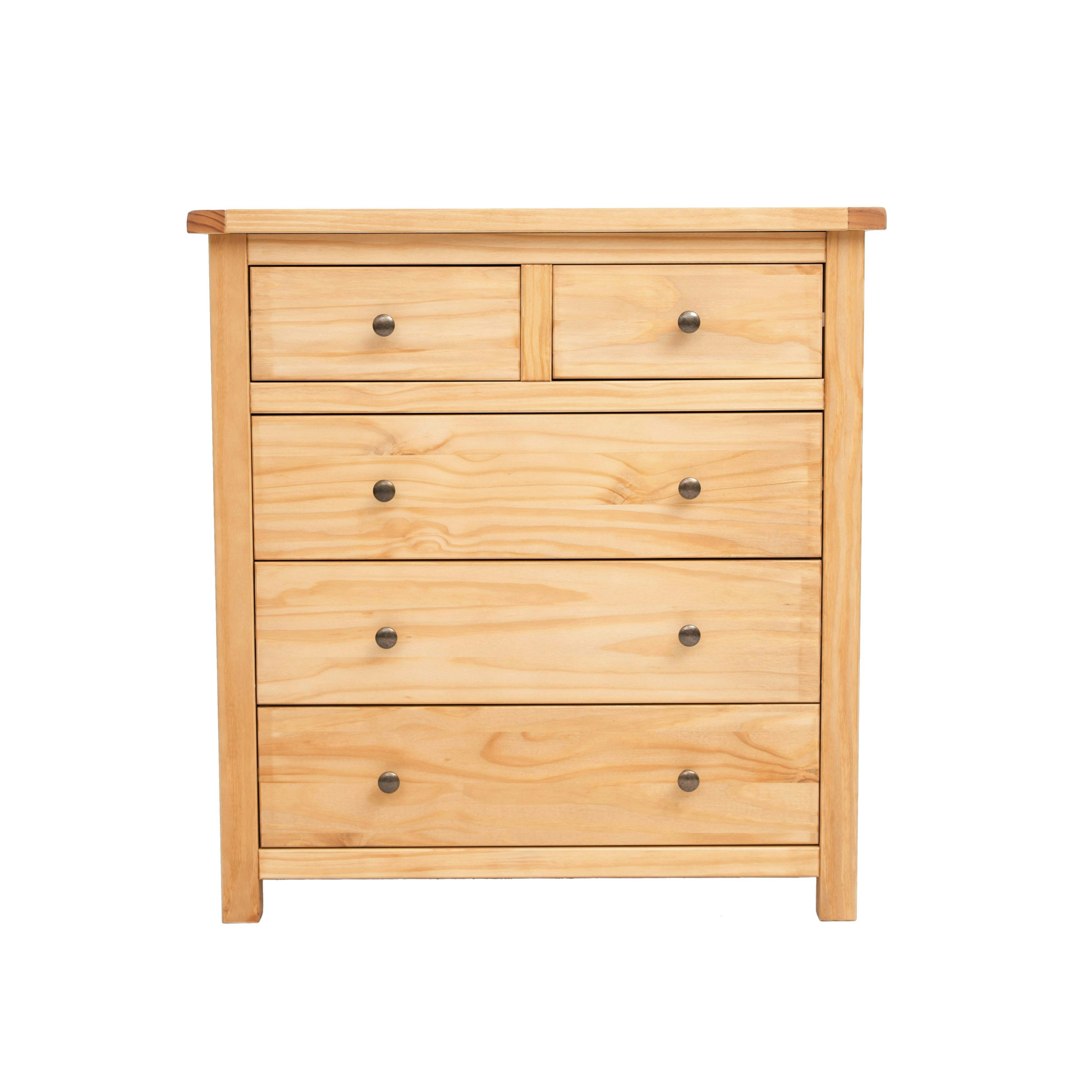 Rackhams Light/Brown Lugo 4 Drawer Chest Of Drawers Brass Knob