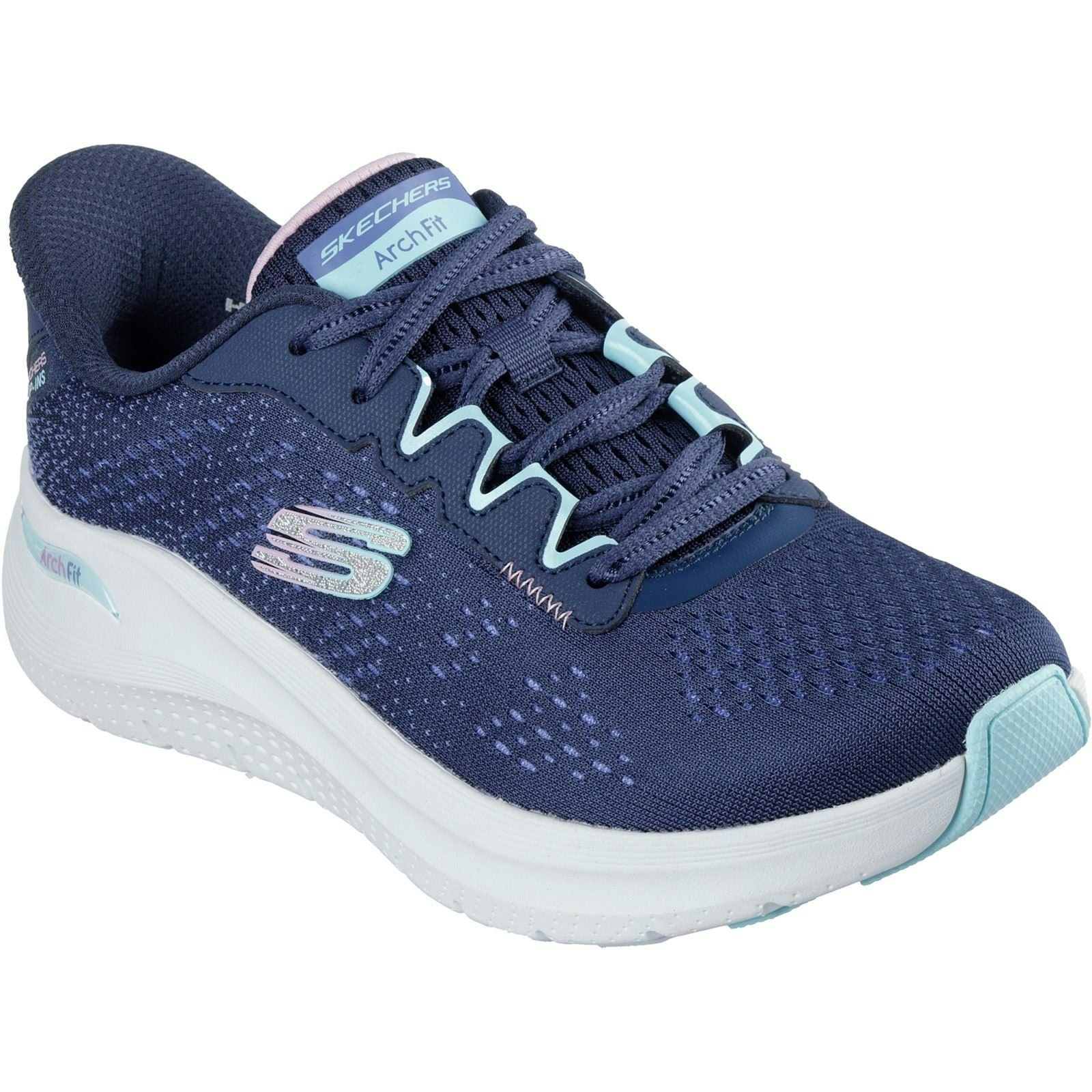 Skechers Women's Arch Fit 2.0 Fresh Pace Textile Navy/Multi Trainers - Size 8