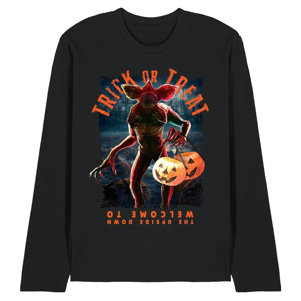 Stranger Things Unisex Black Adult Trick Or Treat Demogorgon Long-Sleeved T-Shirt - Xxl