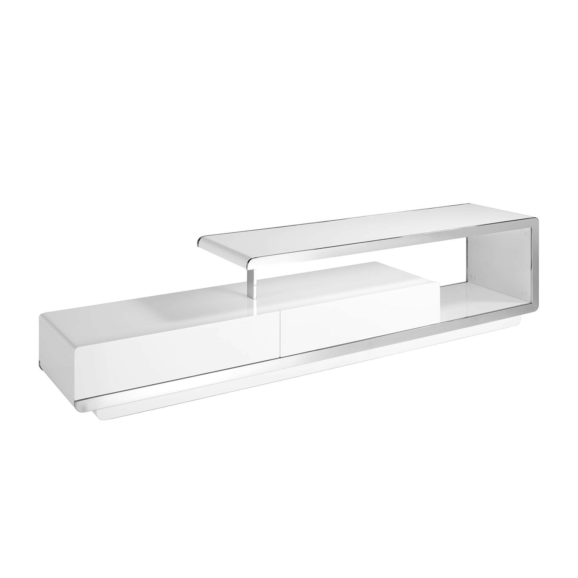 Angel Cerdá White Wooden Tv Stand With Chromed Steel Base And Chromed Steel Base 3042
