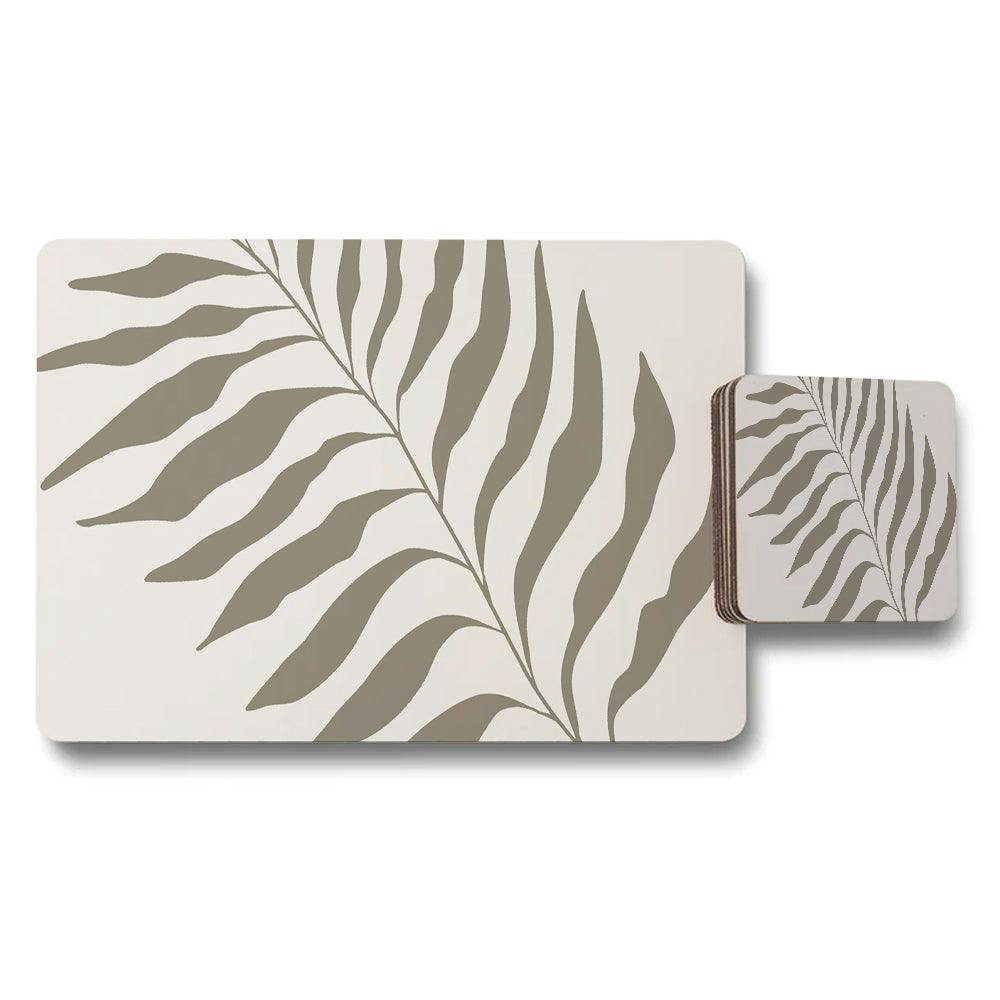 Benjamin Tate Design Beige Leaf Pattern Placemats And Coaster Set Taupe