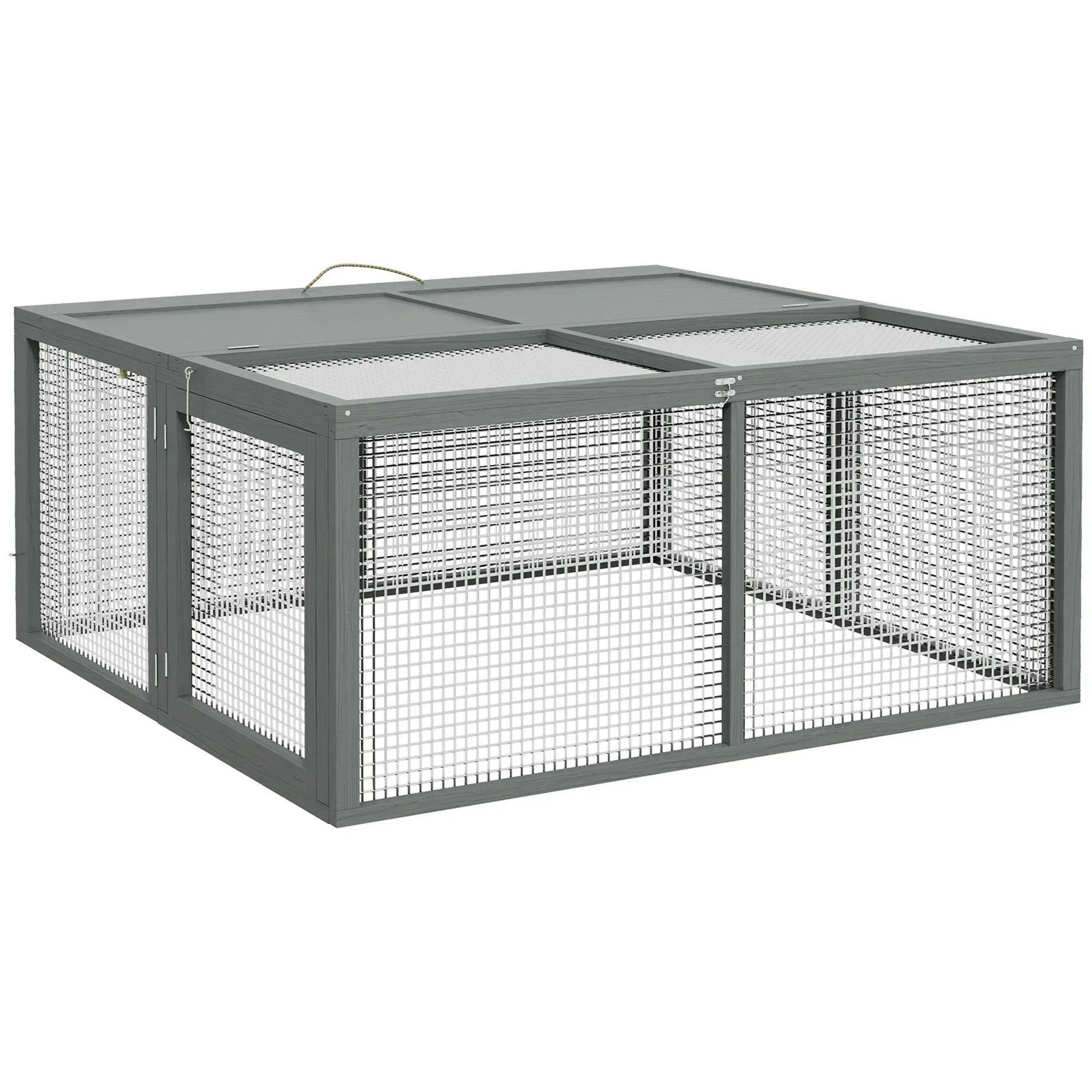 B&Q - Rabbit HutchFolding Wooden Rabbit Run With Openable TopGrey - Image 6