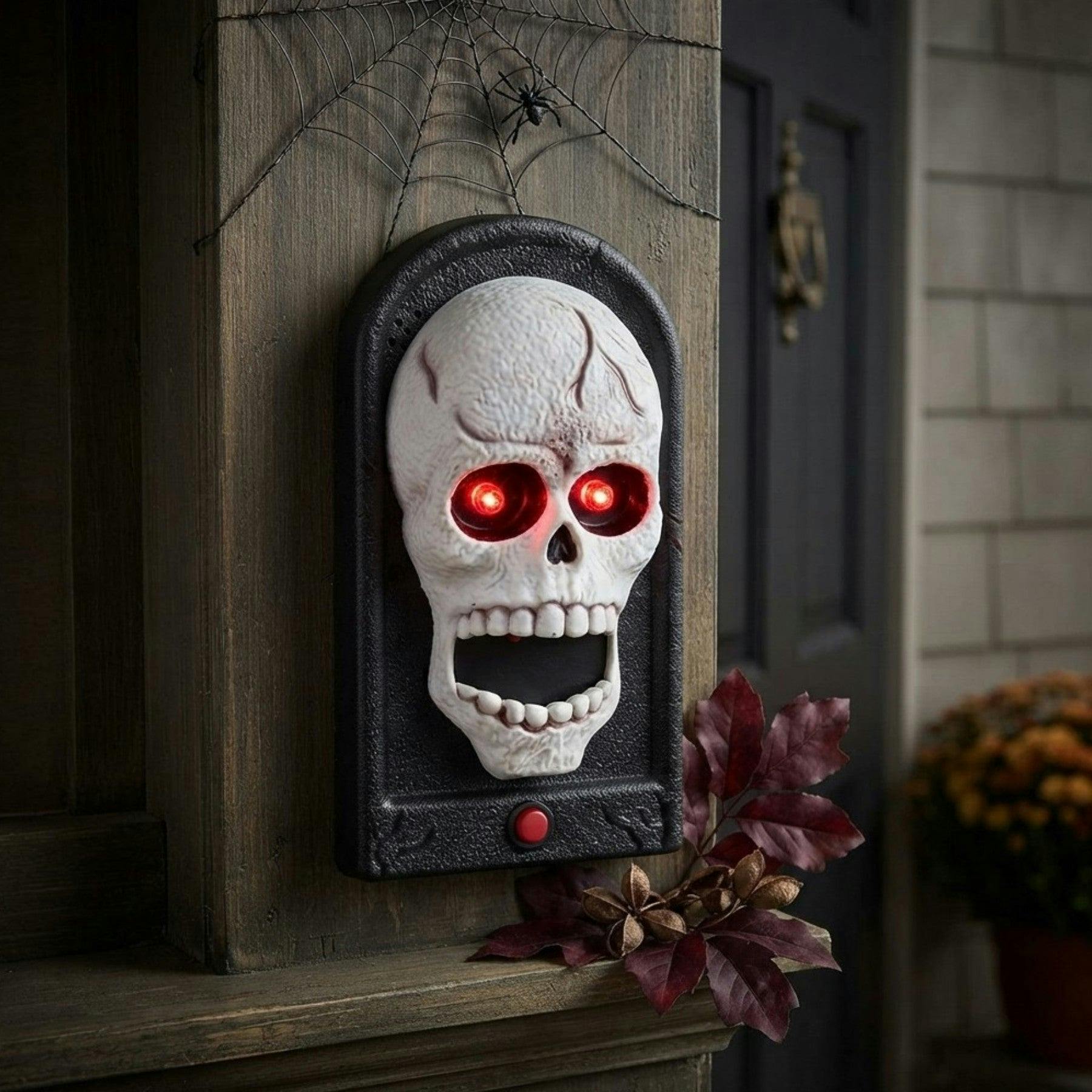 Garden Greatness Red/Light Haunted Skeleton Animated Doorbell