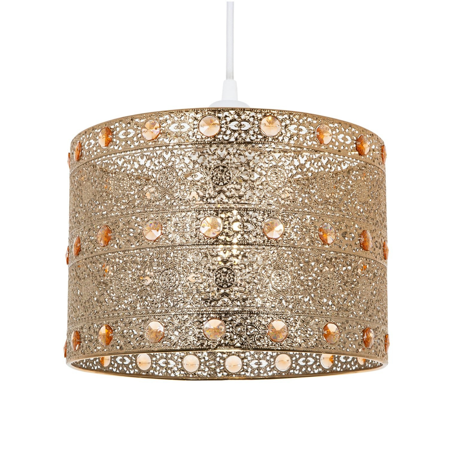 Happy Homewares Gold/Light Polished Acrylic Gem Moroccan Style Chandelier Pendant Shade Small