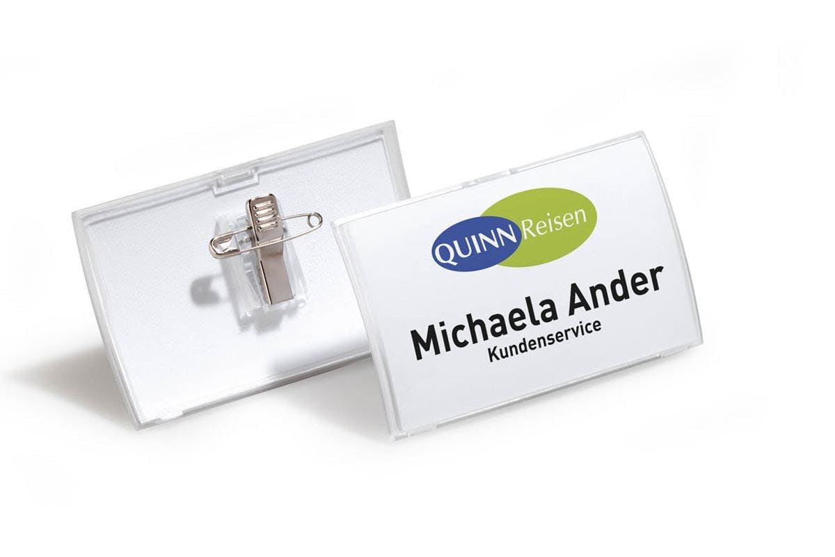 Durable Click Fold Convex Clip & Pin Name Tag Badge Holder | 25 Pack | 40 X 75Mm
