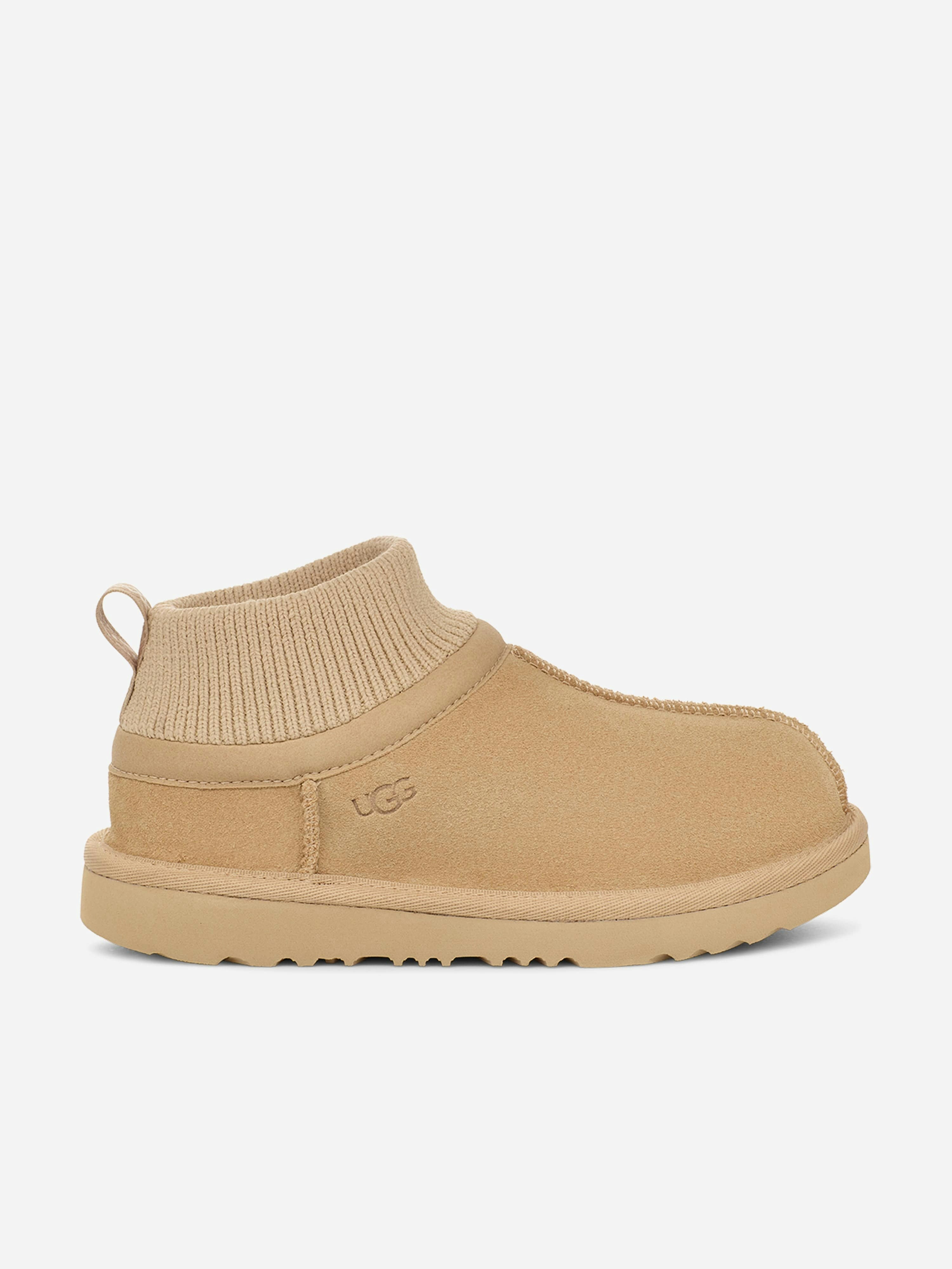 Ugg Beige Kids Classic Ultra Stretch Cuff Boots In - Eu 32.5 Uk 13 Us 1