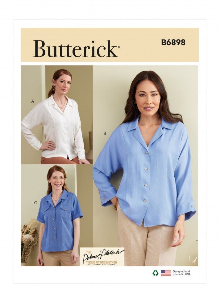 Butterick Women's Sewing Pattern 6898, Tops, Shirts For B5 (8-10-12-14-16) - Intermediate - Y5 (18-20-22-24-26)