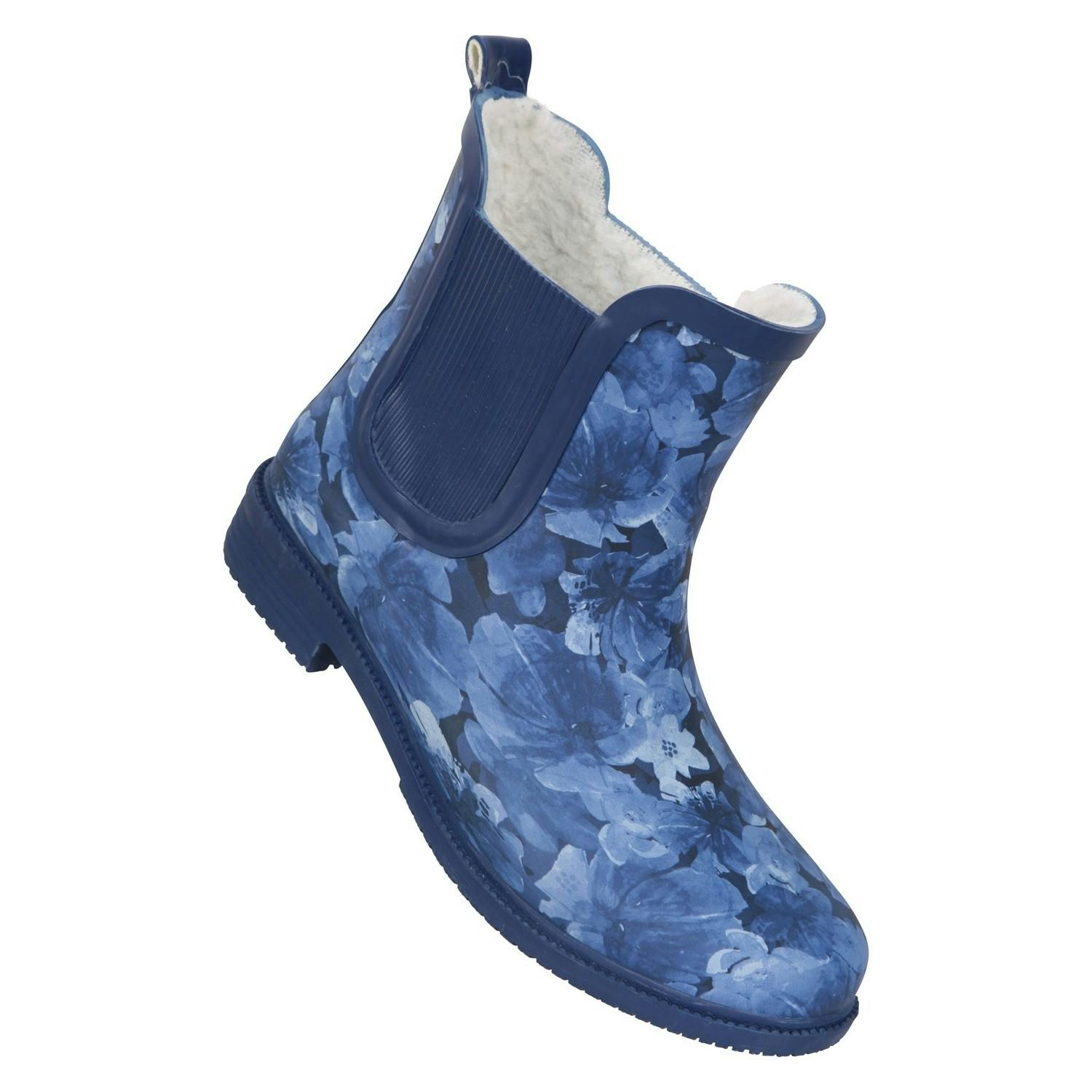 Mountain Warehouse Women's Dark/Blue Floral Rubber Wellington Boots - 5 Uk - 50% Eva/25% Faux Fur/25% Rubber