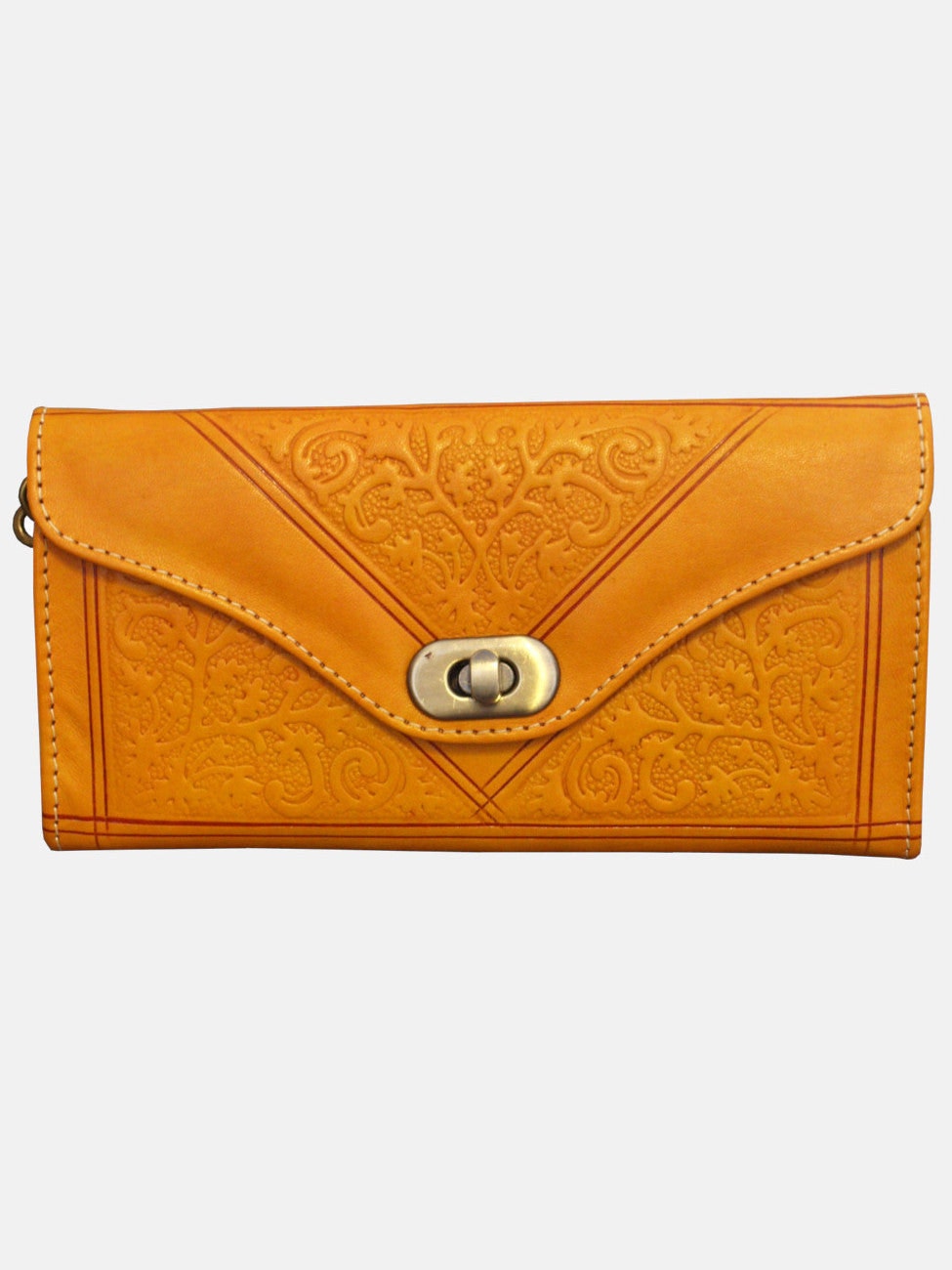 Berber Leather Yellow Leather Tri-Fold Purse
