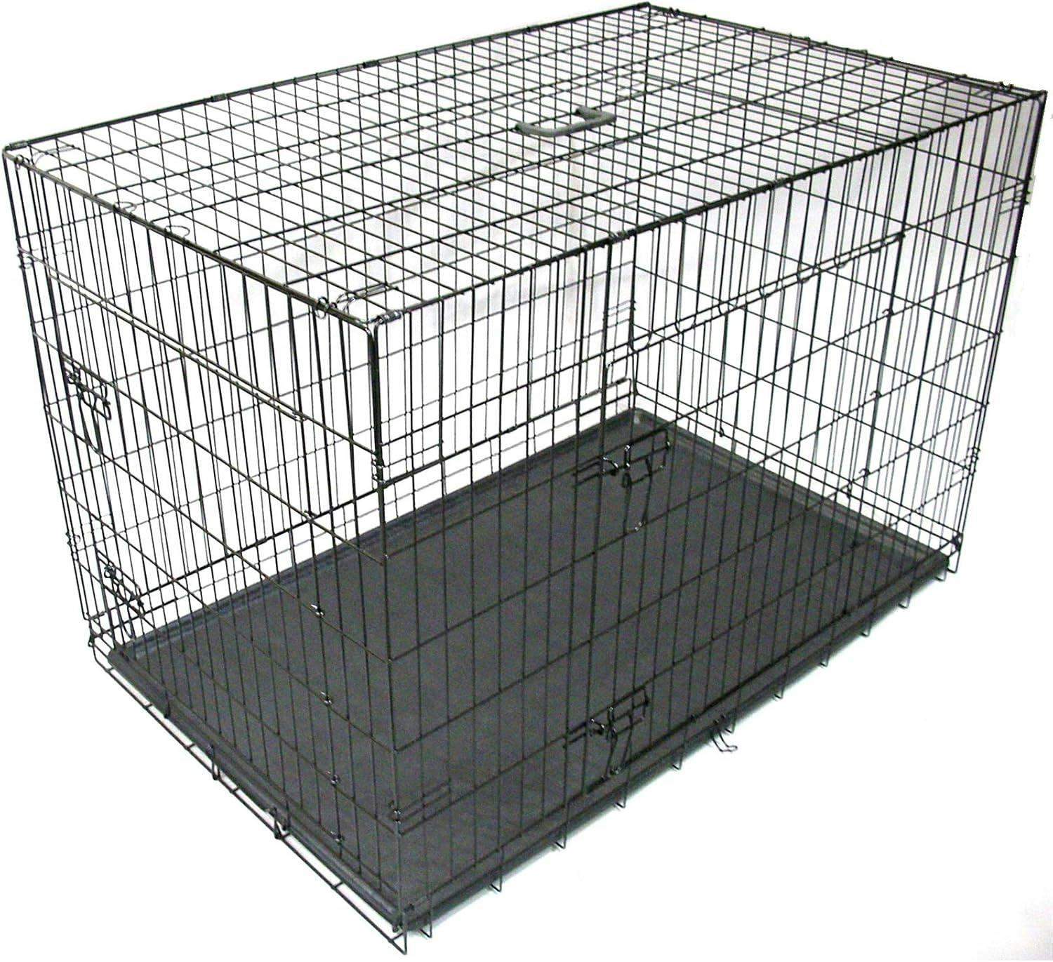 Gr8 Home Black 48 Inch Pet Cages Metal Dog Cat Puppy Carrier Crate Animal Vet Transport Tray
