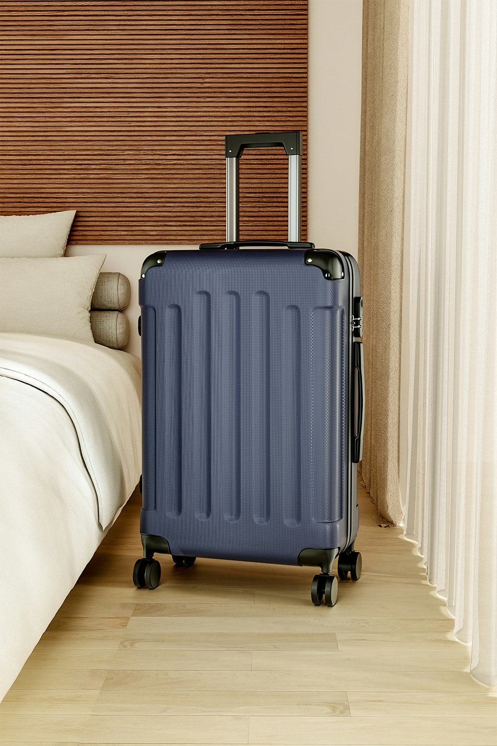 Living And Home Blue Modern Hardside Spinner Suitcase With Combination Lock, 28"