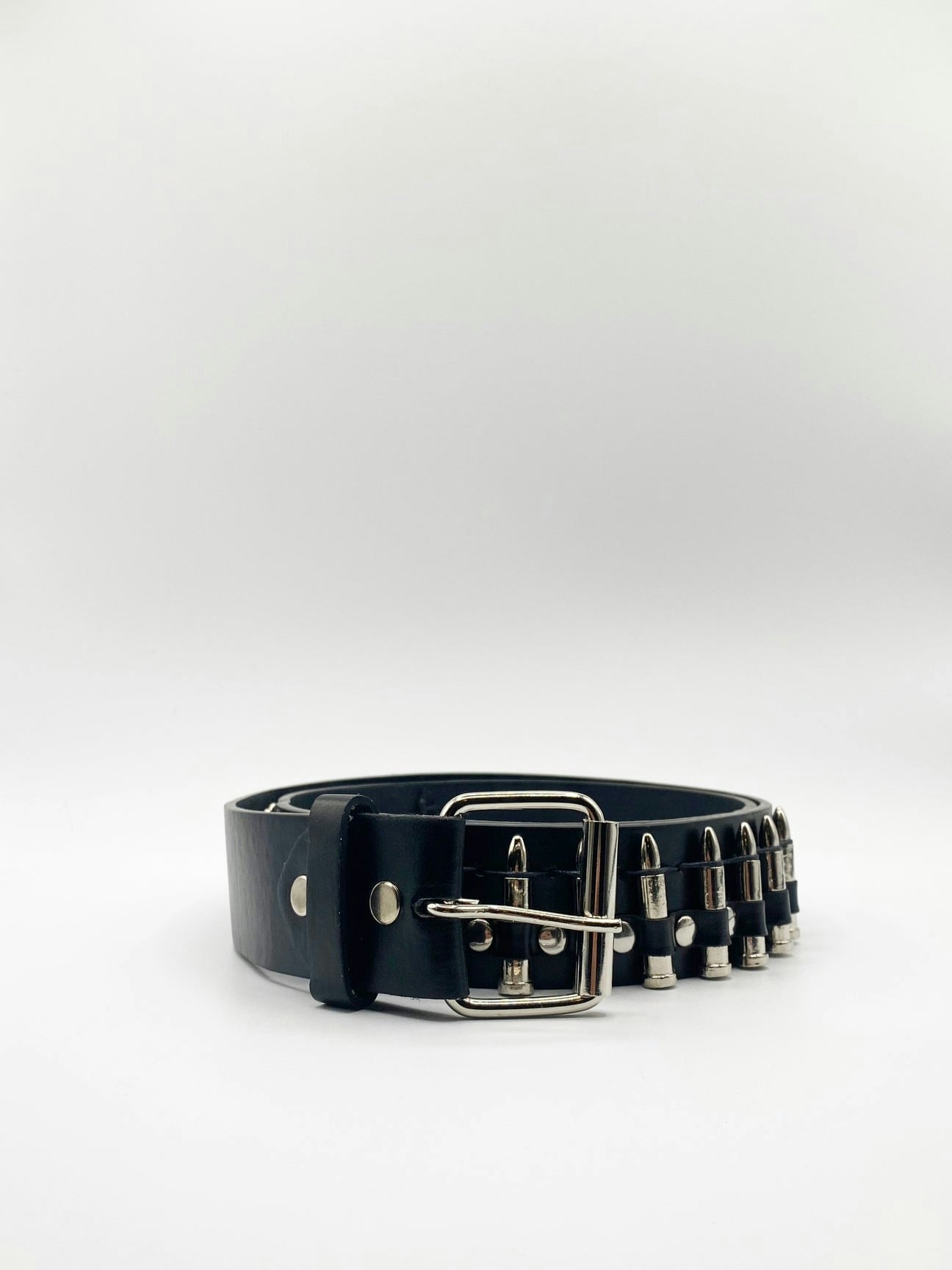 Svnx Black Bullet Belt With Metal Bullets - 115Cm
