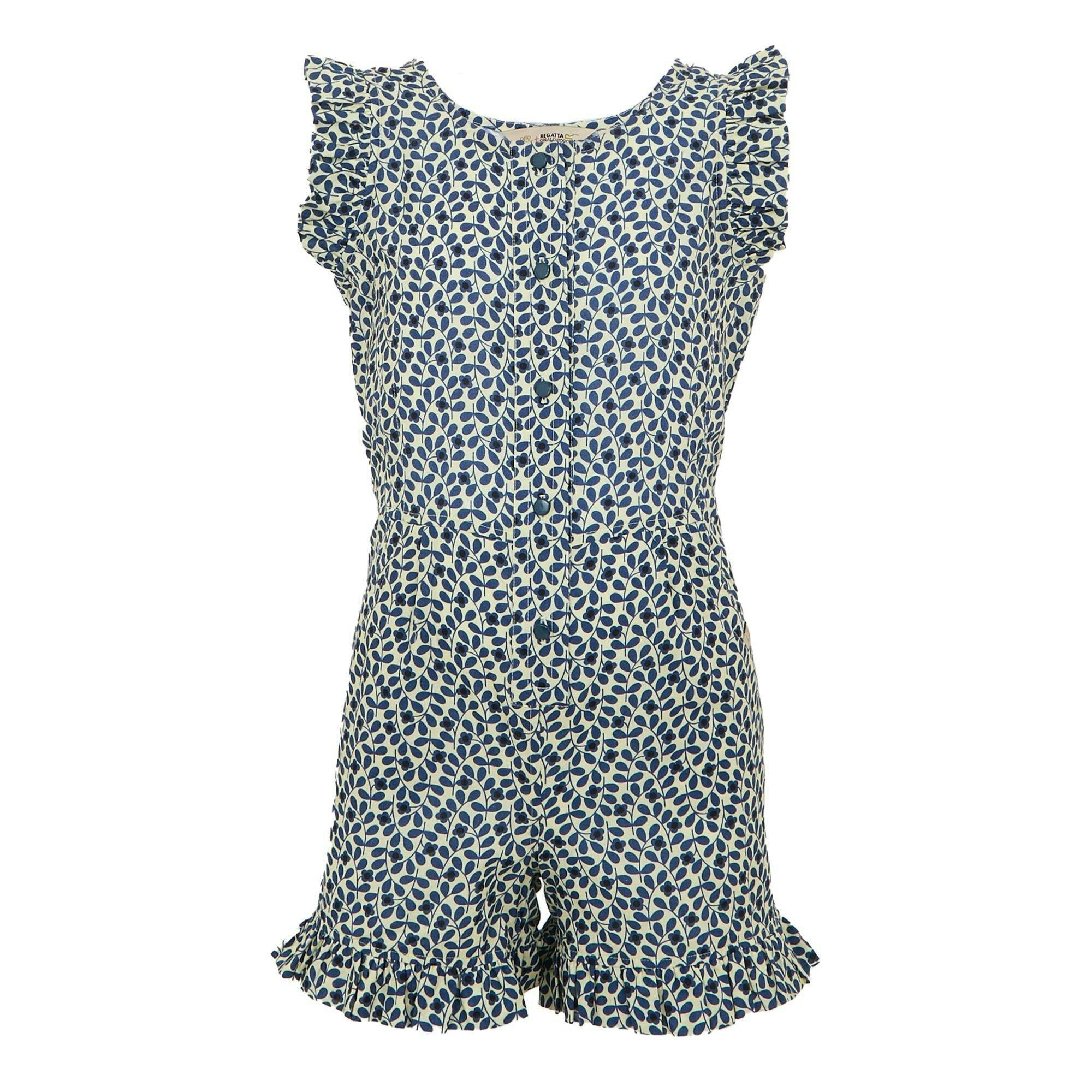 Regatta Girls Blue Orla Kiely Jasmine Flower Playsuit - 5-6 Years - 100% Bci Cotton