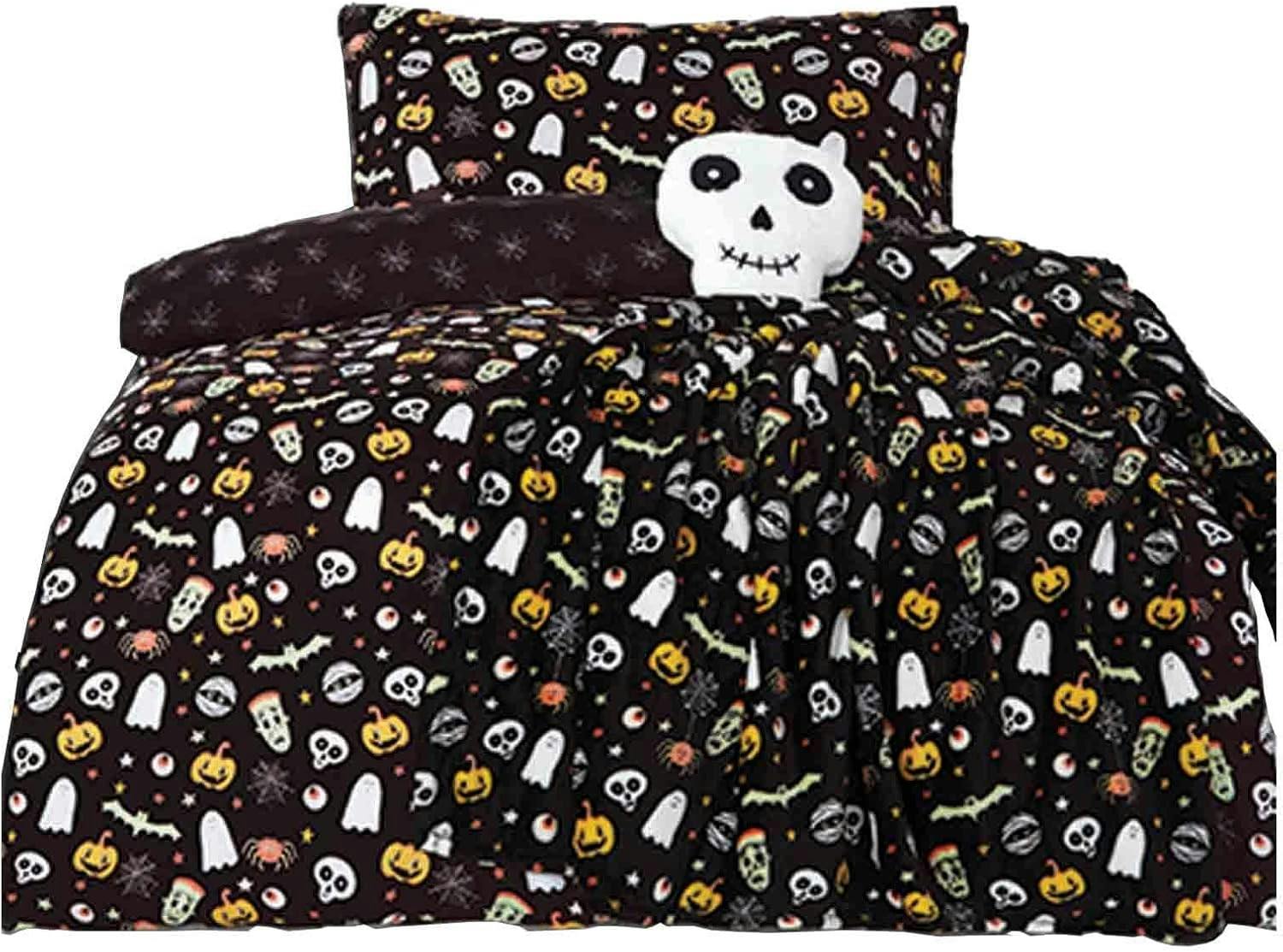 Rackhams Black Spooky Halloween Reversible Duvet Cover - Single (135Cm X 200Cm)