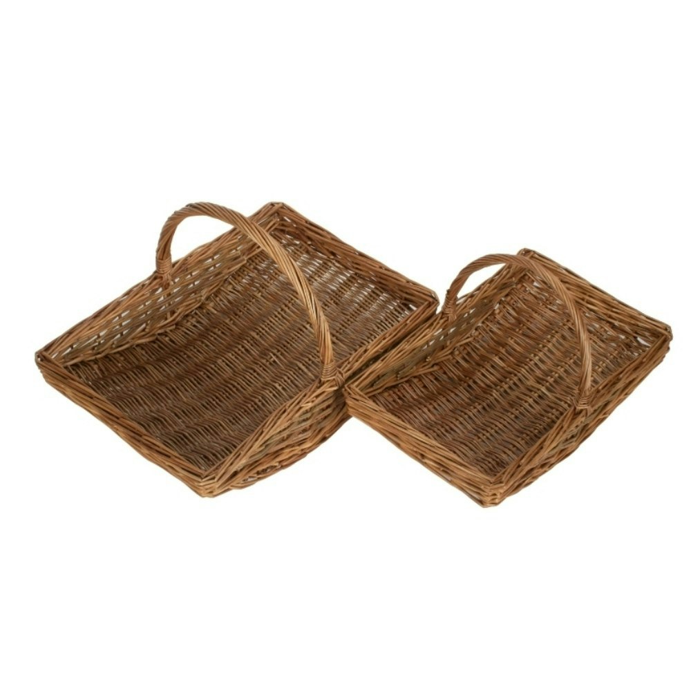 Rackhams Red Unpeeled Willow Garden Trug Basket - Set Of 2 - Unpeeled