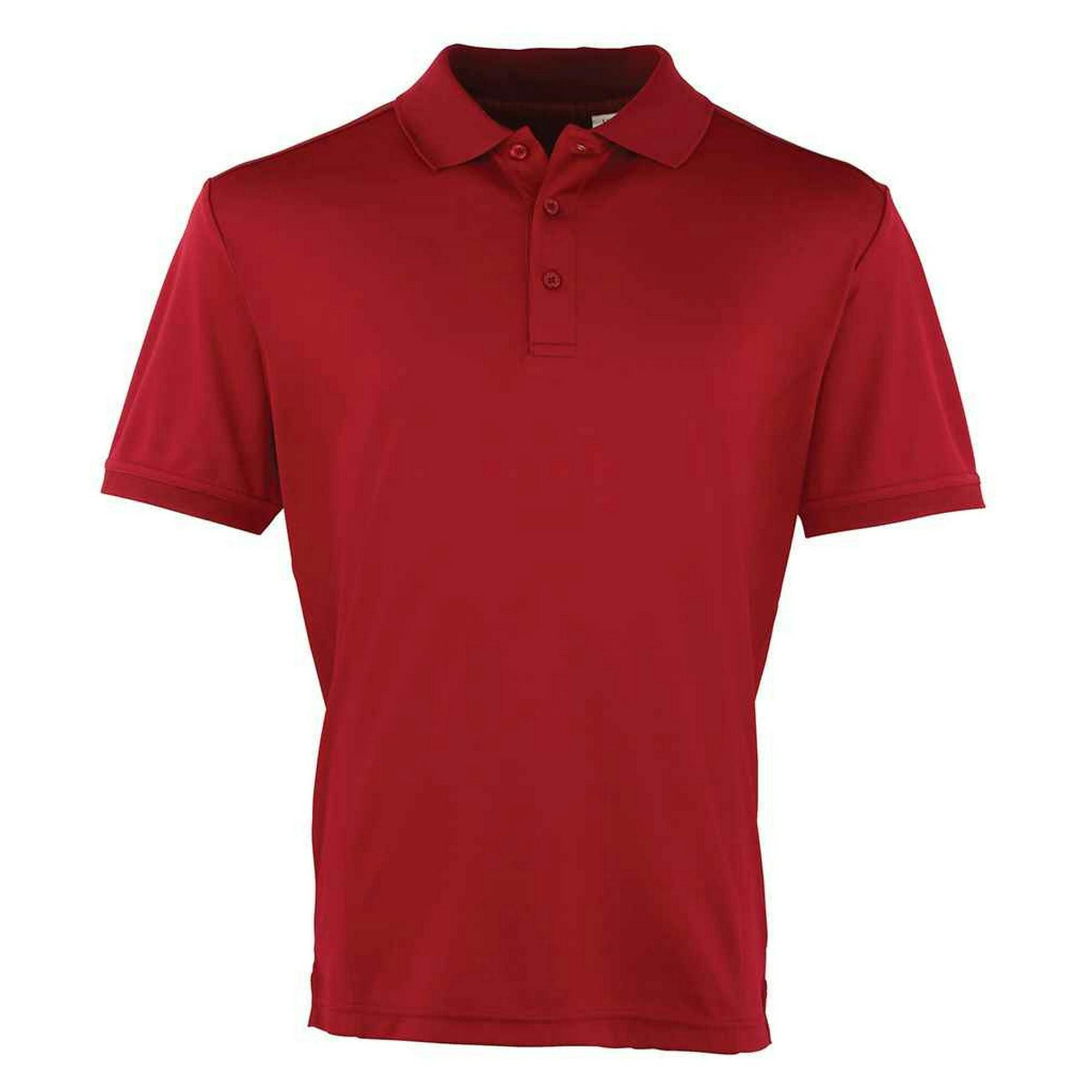 Premier Mens Coolchecker Pique Polo Shirt (Burgundy) - Size Large - Image 3