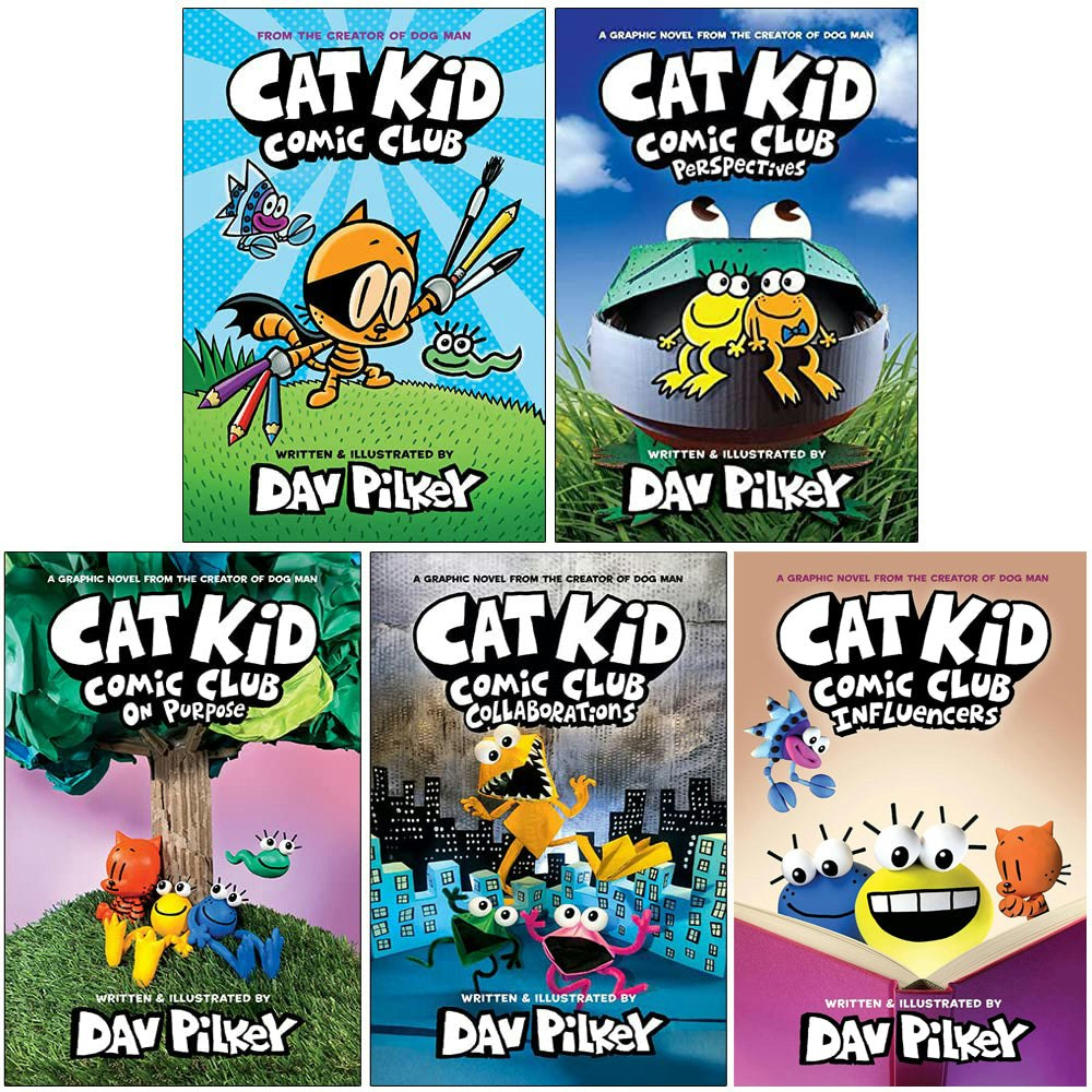 Scholastic Cat Kid Comic Club Collection Books By Dav Pilkey Cat Kid Comic Club, On Purpose & More Size 5