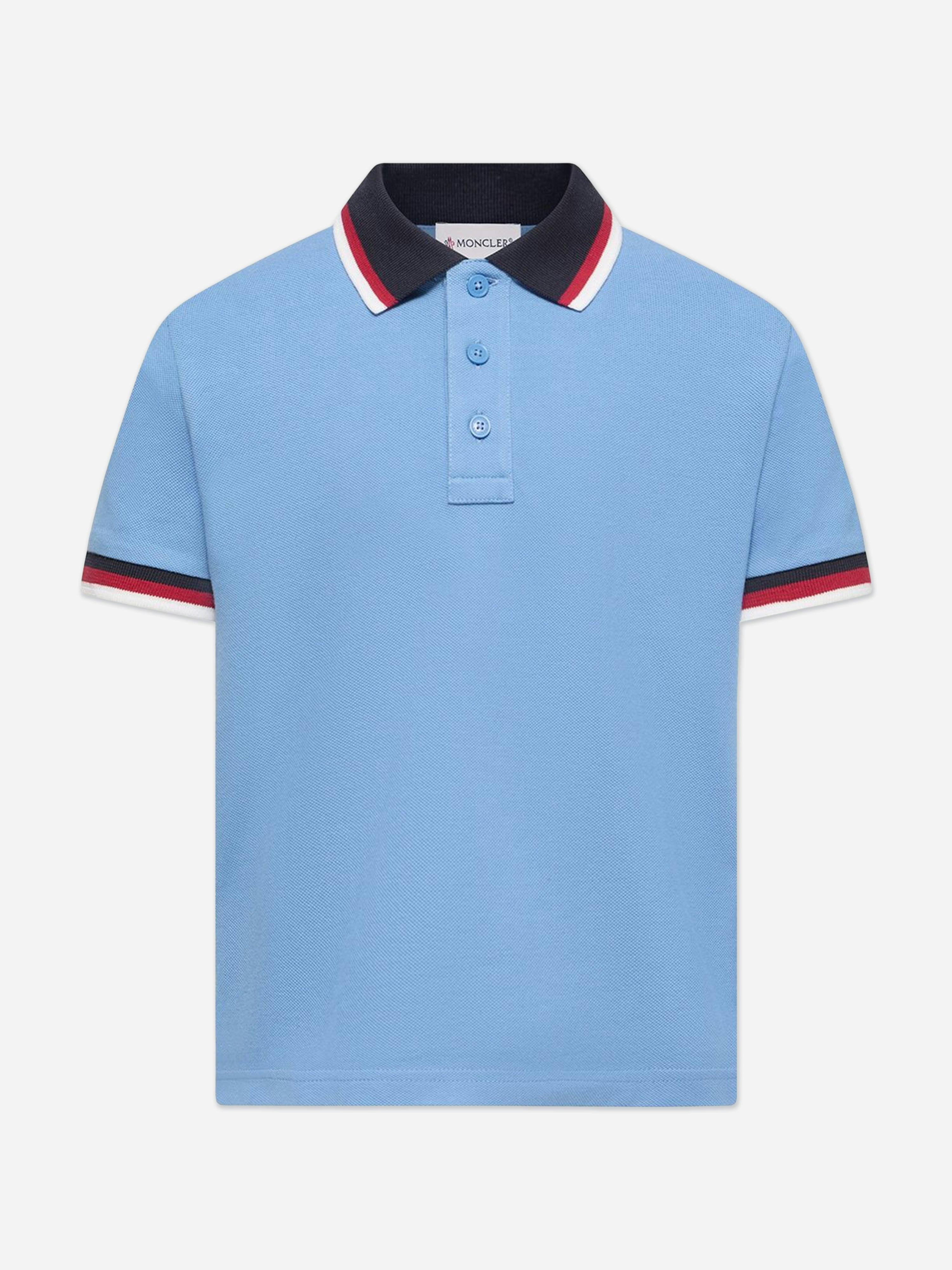 Moncler Enfant Boys Blue Cotton Polo Shirt In - 8 Yrs