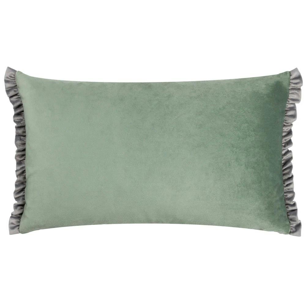 Wylder Grey Tilly Reversible Velvet Cushion Cover - Sage/ - 50Cm X 30Cm - Sage/ - 100% Polyester